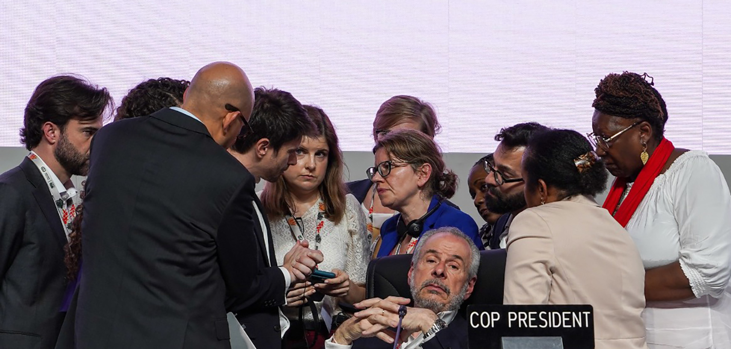  COP30 President André Corrêa do Lago looking tired during a break after Colombia's intervention of the COP30 closing plenary in Belém, Brazil, on 22 November 2025. (Photo: UN Climate Change/ Lara Murillo)