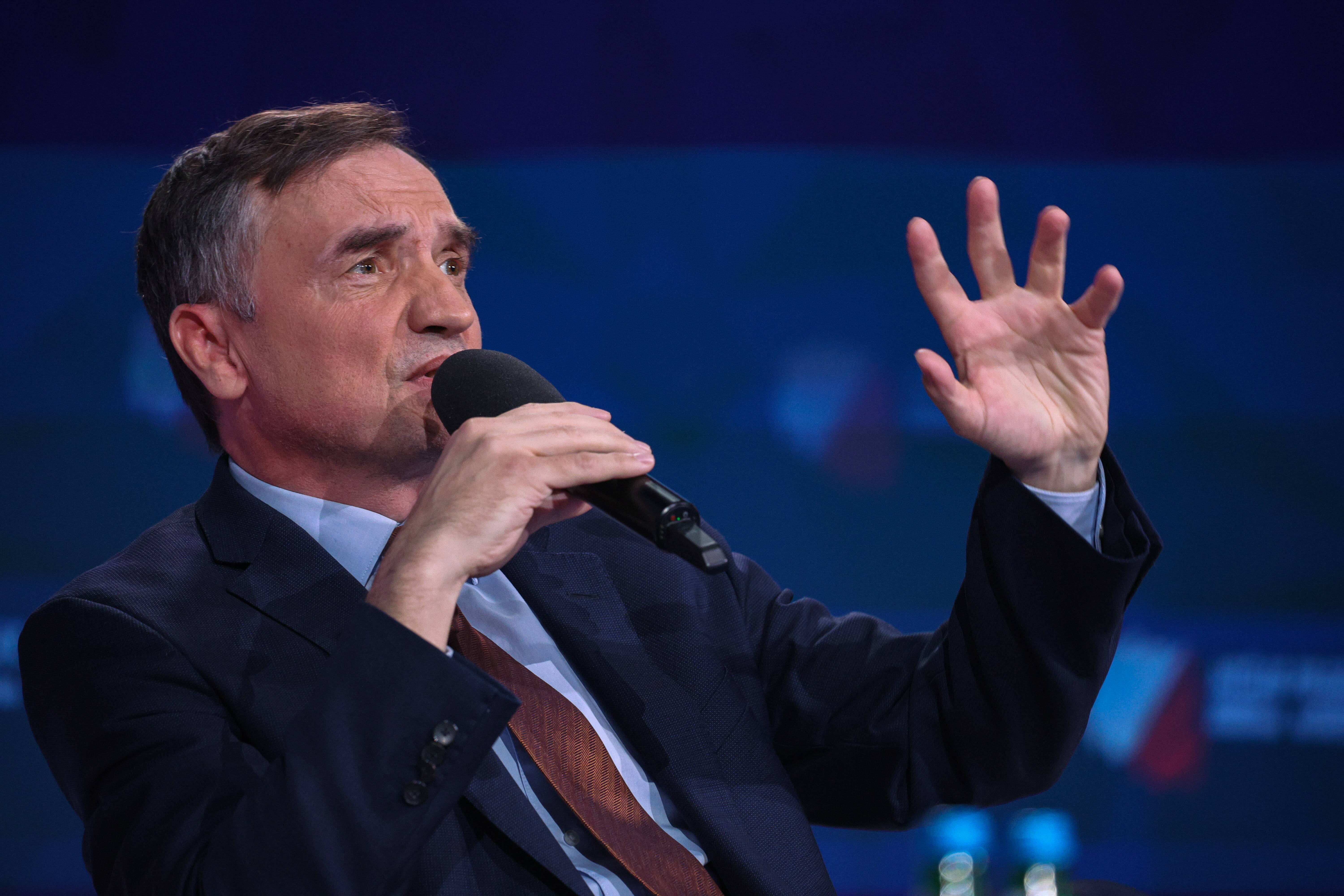 Law and Justice Party (PiS) MP Zbigniew Ziobro  speaks during the debate 'Polish Justice - Reform of the Third Power' on the second day of the Law and Justice party's program convention at the International Congress Center in Katowice, Poland, 25 October 2025. The convention is held under the slogan 'Thinking: Poland'.  EPA/ART SERVICE POLAND OUT