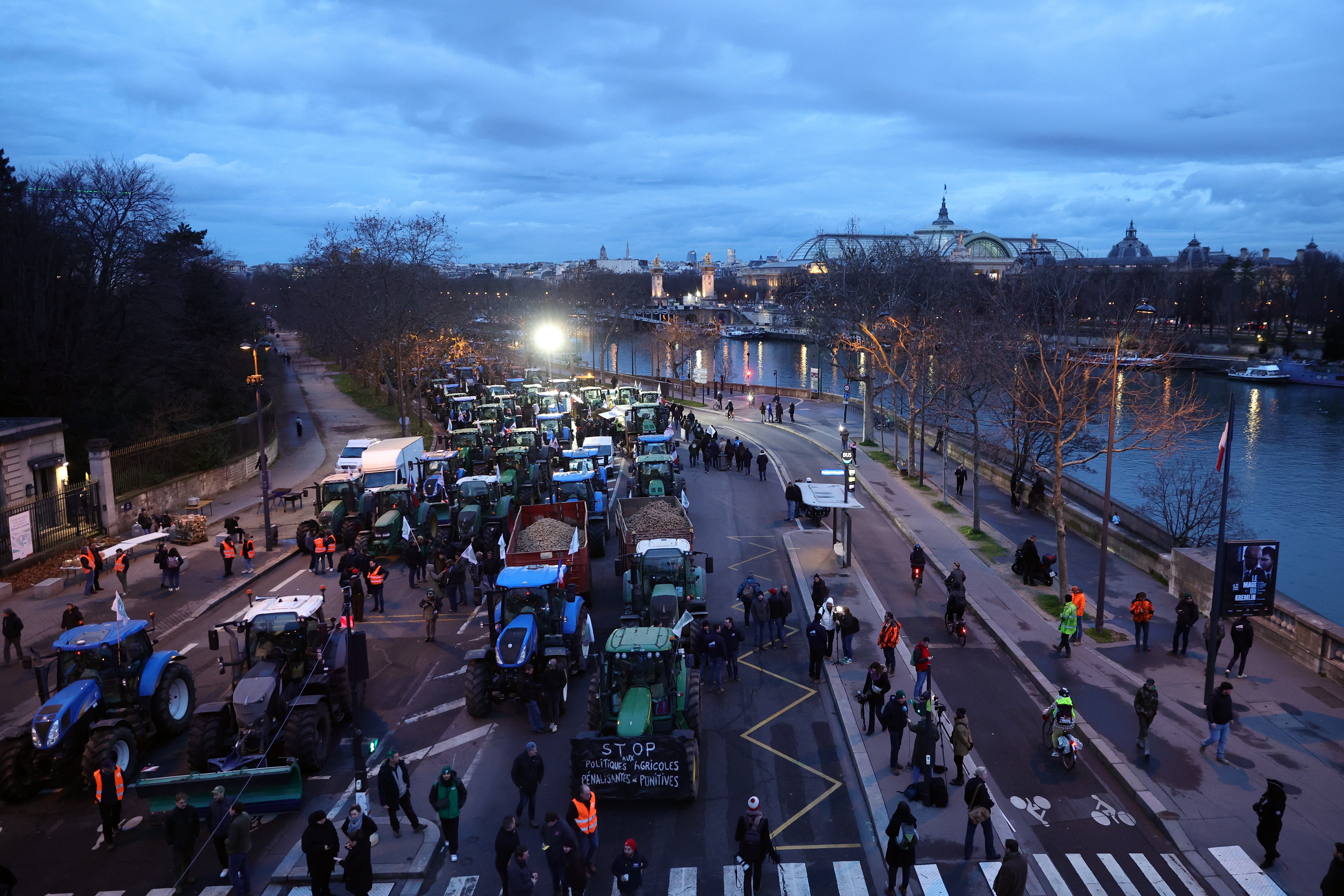 French farmers block the National Assembly with tractors during a demonstration as part of protests and actions called by several farmers' unions against the Mercosur agreement, in Paris, France, 13 January 2026.  EPA/TERESA SUAREZ