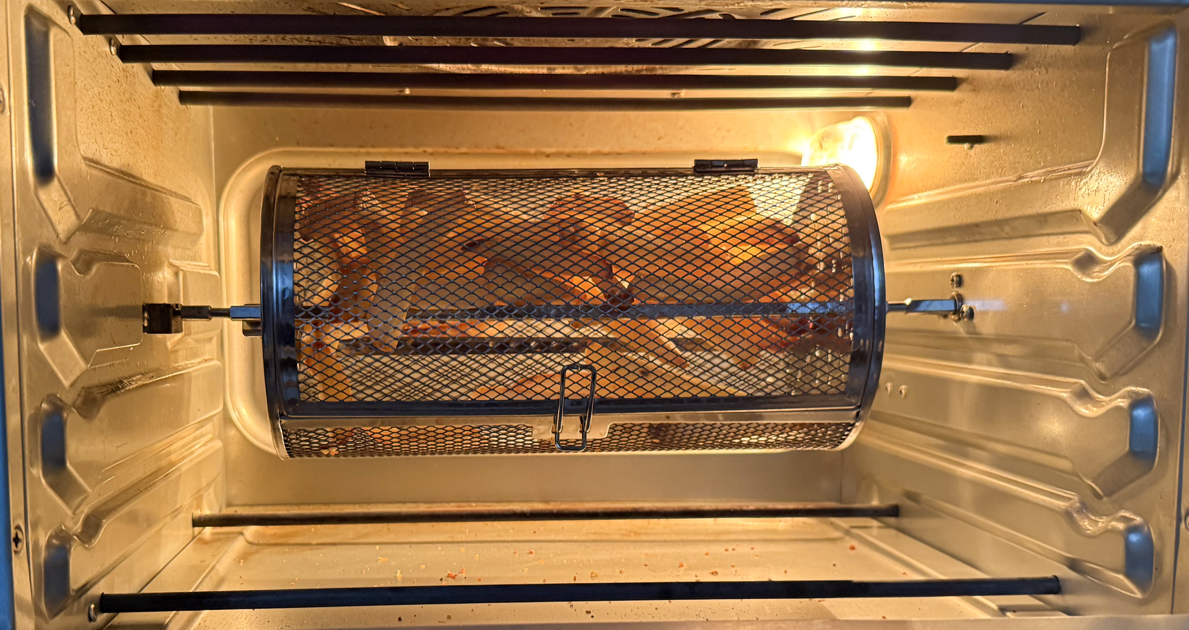 Rotisserie chips in my new air fryer oven. (Photo: Tony Jackman)