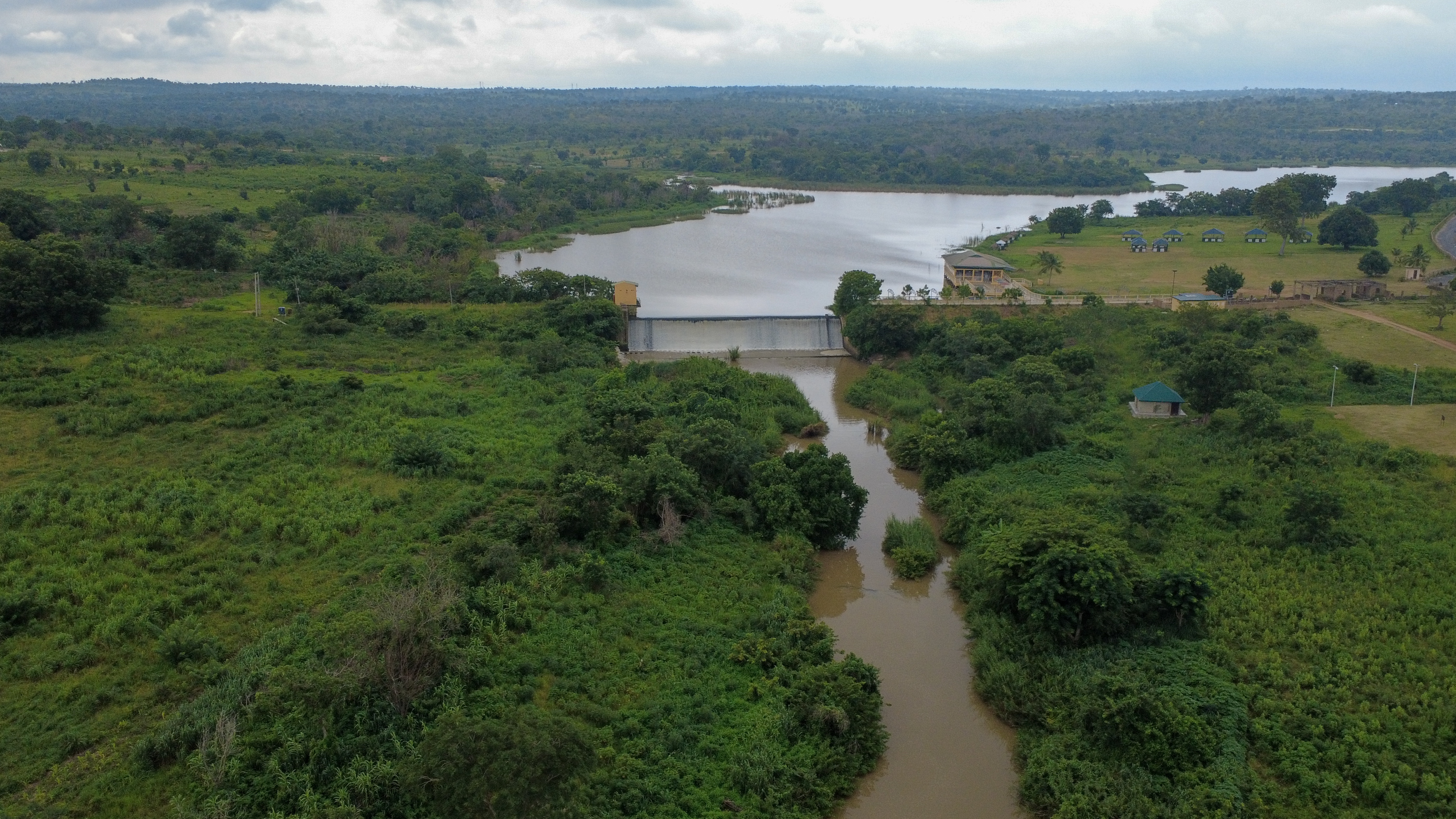 A picture taken with a drone shows a forest in Ilorin, Kwara State, Nigeria, 03 July 2025 (issued 04 July 2025). The company, a major producer of furniture in Kwara State, noticed a decrease in the quality of timber based on the decline of hardwood such as teak, having to exploit other essences such as eucalyptus. In early 2025, the Kwara State Government ordered the temporary closure of forests in the state, aiming to facilitate the forests? natural regeneration severely impacted by human interference.  EPA/EMMANUEL ADEGBOYE