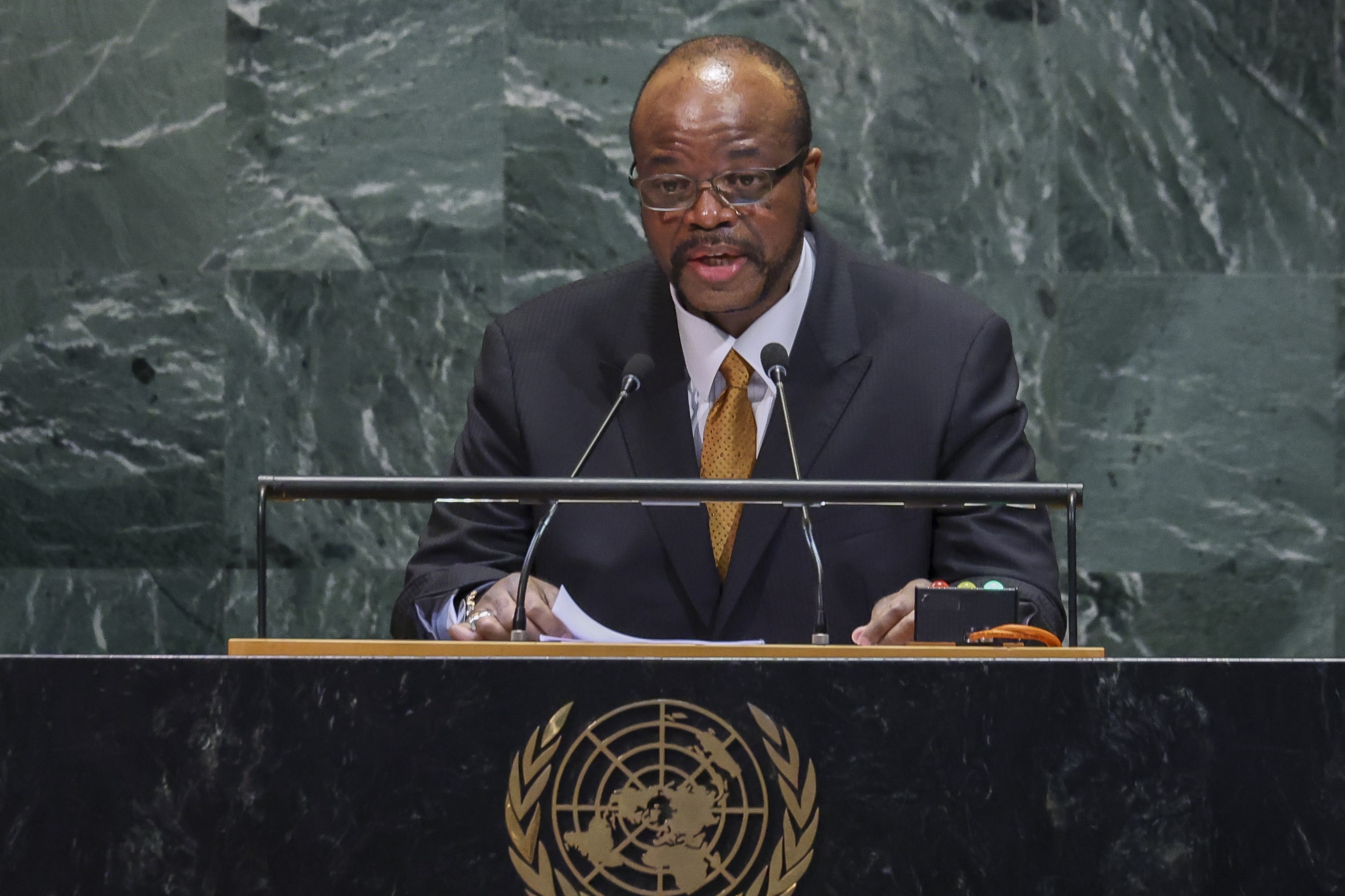 Ngwenyama of Eswatini Mswati III speaks during the General Debate of the 80th session of the United Nations General Assembly at United Nations headquarters in New York, New York, USA, 25 September 2025.  EPA/SARAH YENESEL