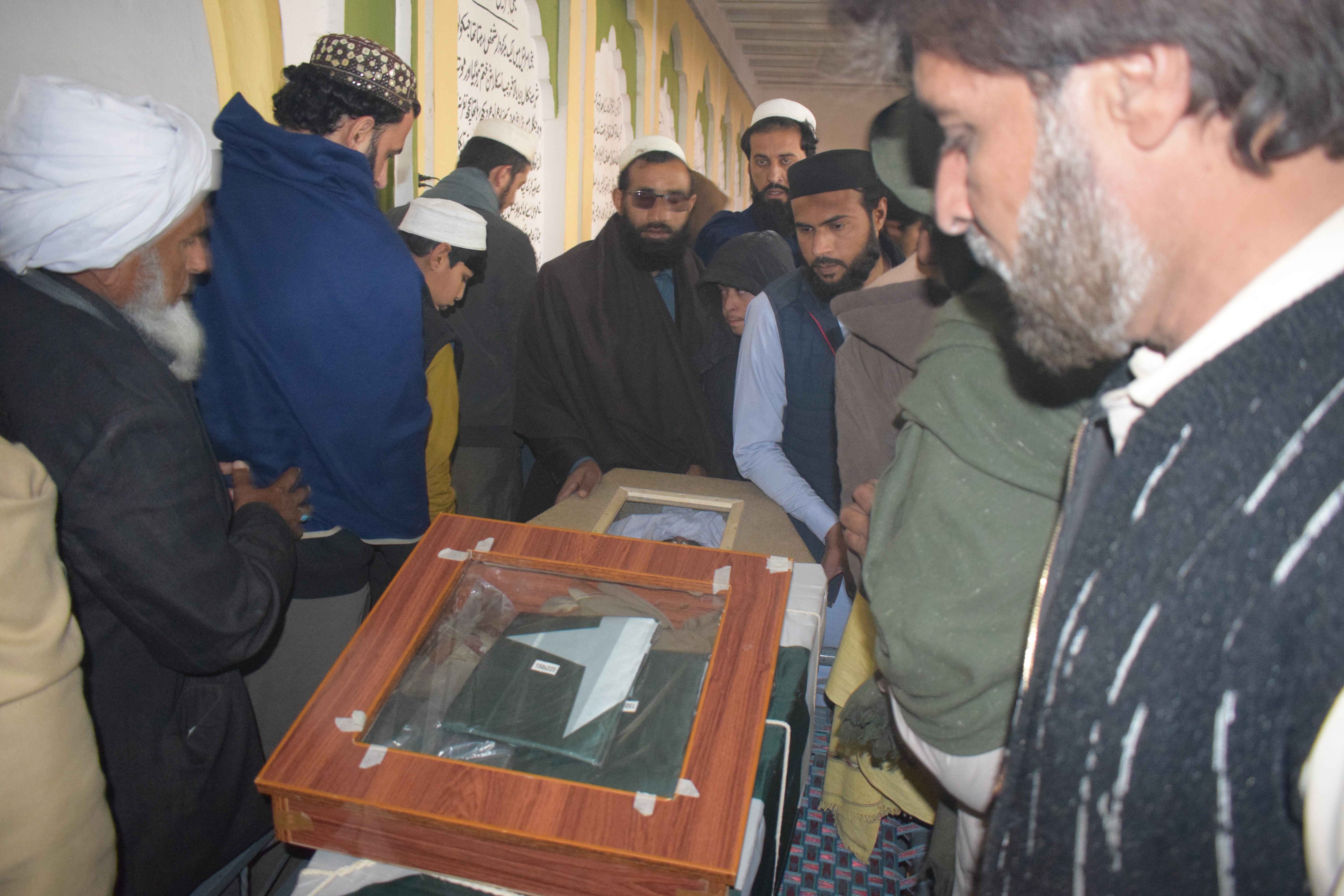 People attend the funeral of a paramilitary soldier Havaldar Liaquat Ali who was killed during militants attack in Balochistan in Lakki Marwat, Pakistan, 02 February 2026. At least 33 people, including 15 security personnel, were killed as Balochistan Liberation Army militants launched pre-dawn attacks on police stations and government sites across Pakistan?s Balochistan province, prompting security operations, service suspensions, and accusations by Islamabad of Indian backing.  EPA/GHULAM AKBER