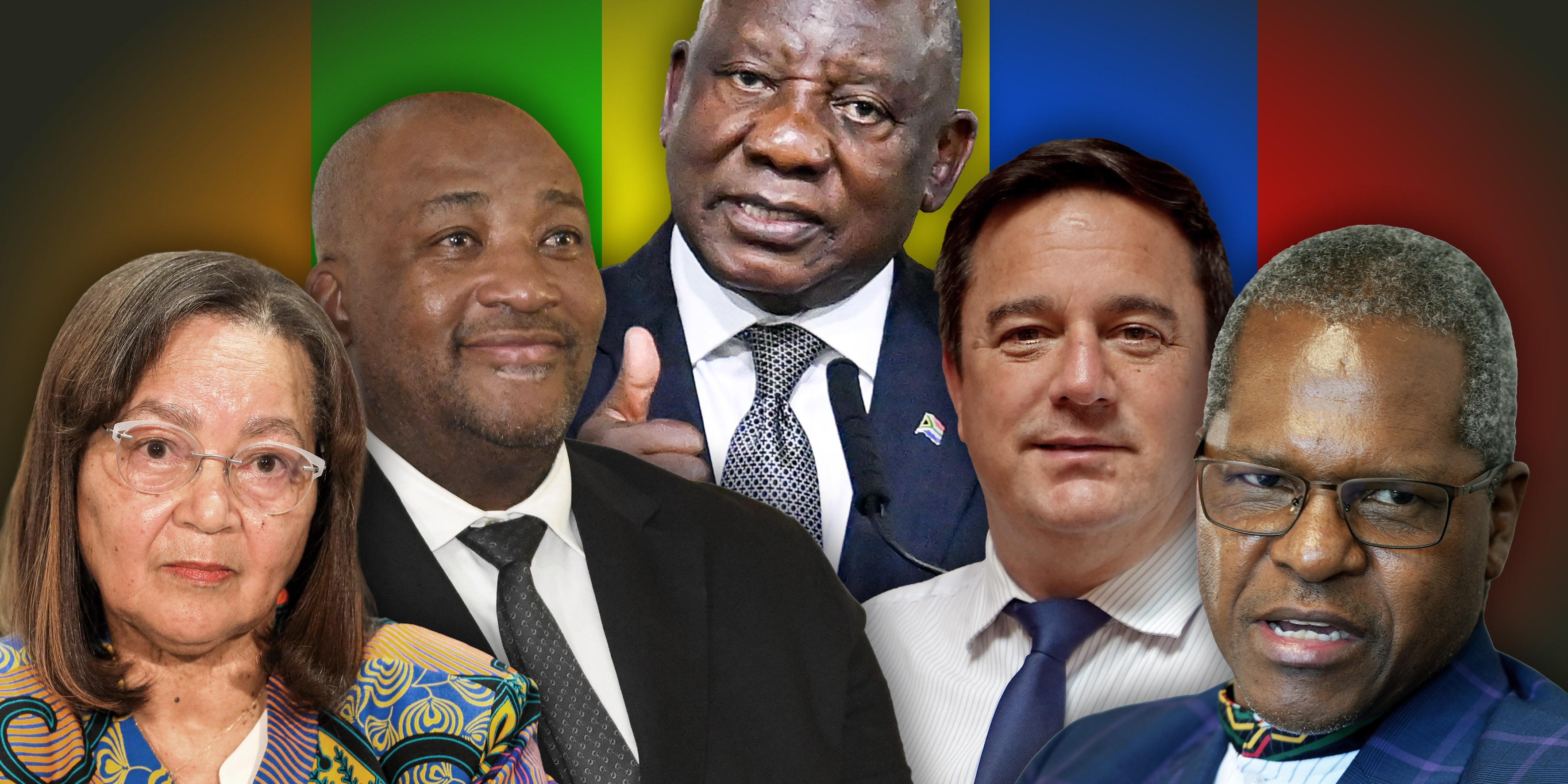 From left: Good party leader Patricia de Lille. (Photo: OJ Koloti / Gallo Images); Patriotic Alliance leader Gayton McKenzie. (Photo: Frennie Shivambu / Gallo Images); President Cyril Ramaphosa. (photo: Jeffrey Abrahams / Gallo Images); DA leader John Steenhuisen. (Photo: Tebogo Letsie / City Press / Gallo Images); 
IFP leader Velenkosini Hlabisa. (Photo: Tebogo Letsie / City Press / Gallo Images)