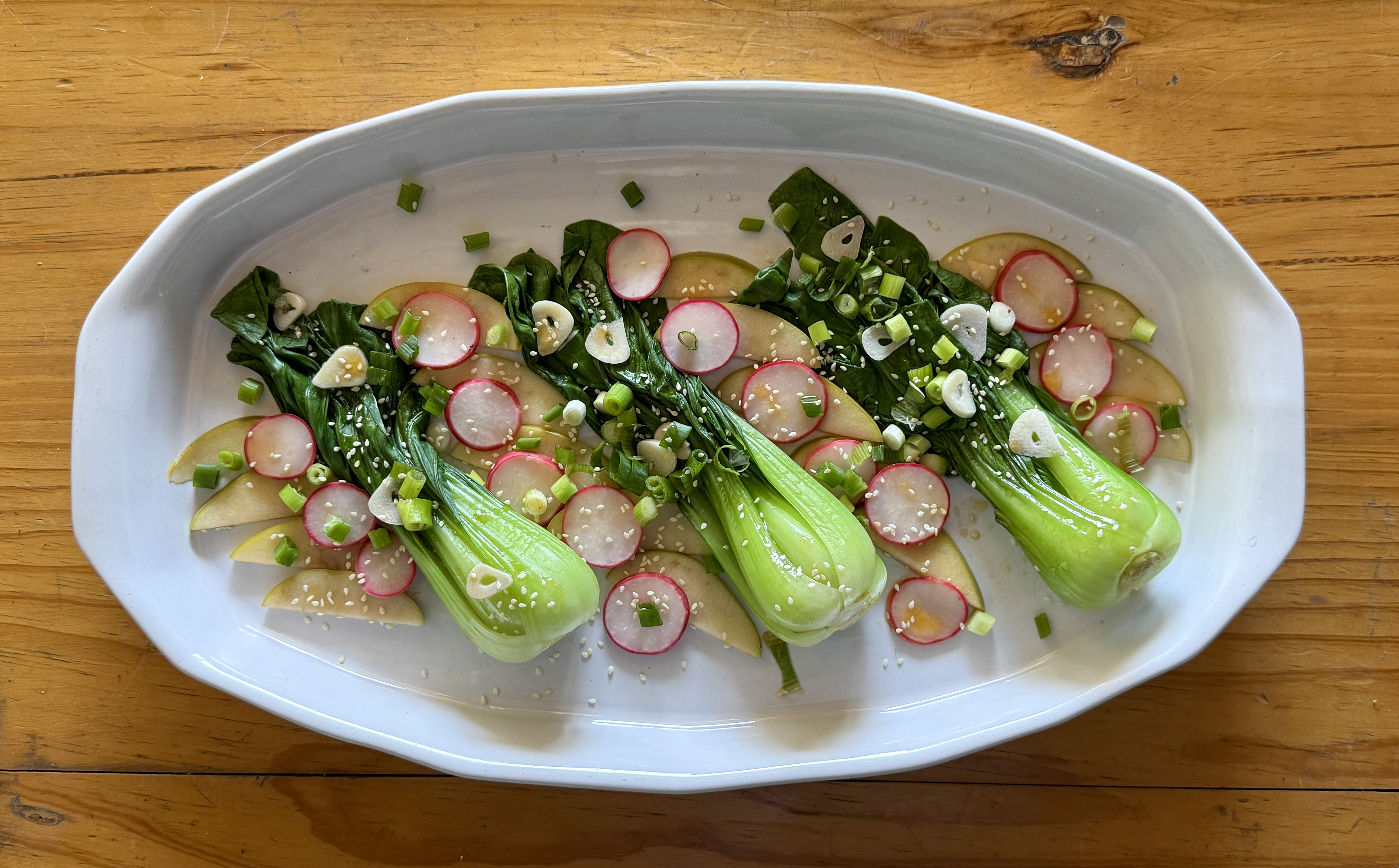 Tony Jackman’s salad of pak choy, radish and apple. (Photo: Tony Jackman)