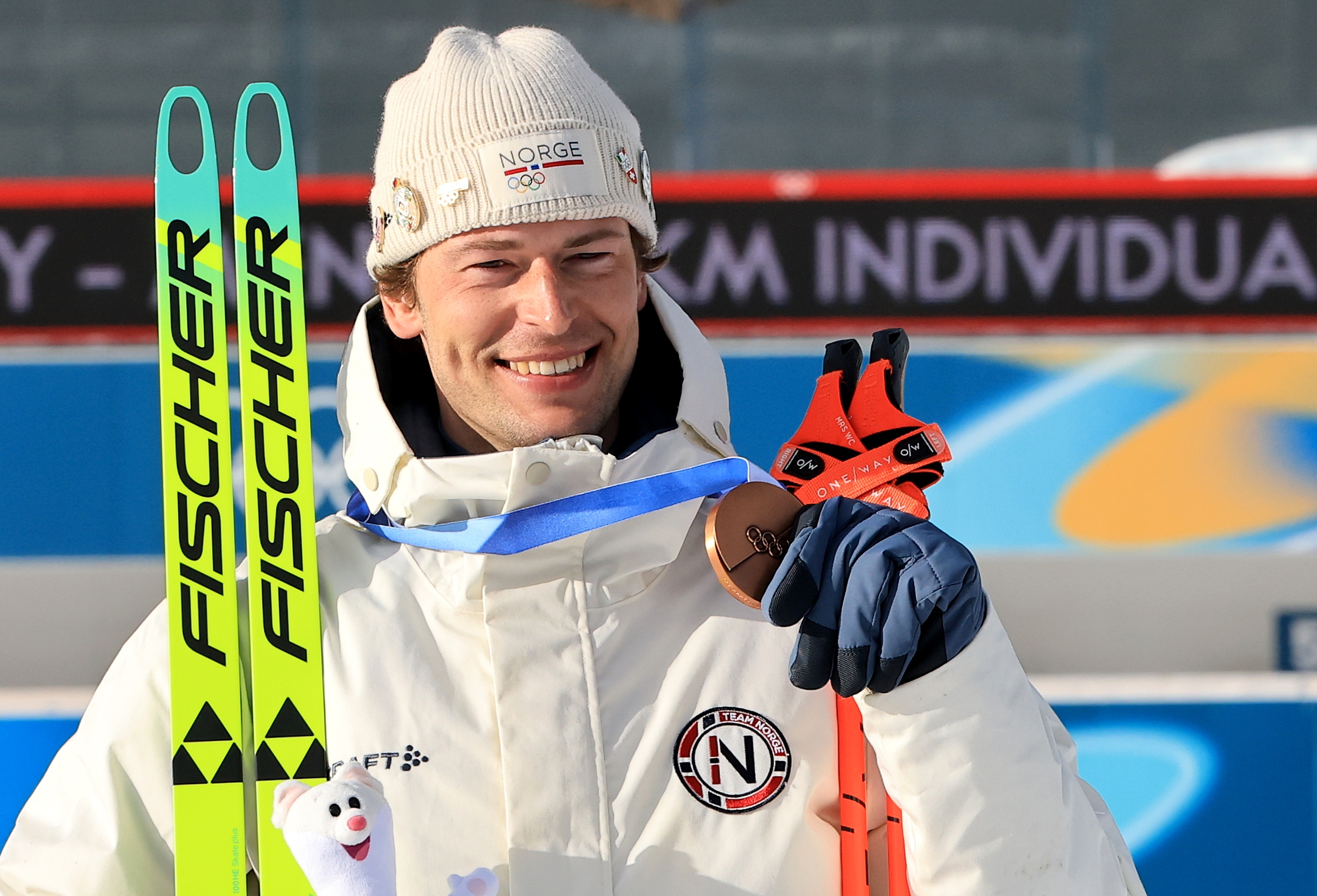Bronze medalist Sturla Holm Laegreid of Norway during the medal ceremony for the Men's 20km Individual of the Biathlon competitions at the Milano Cortina 2026 Winter Olympic Games, in Anterselva, Italy, 10 February 2026.  EPA/PIERRE TEYSSOT