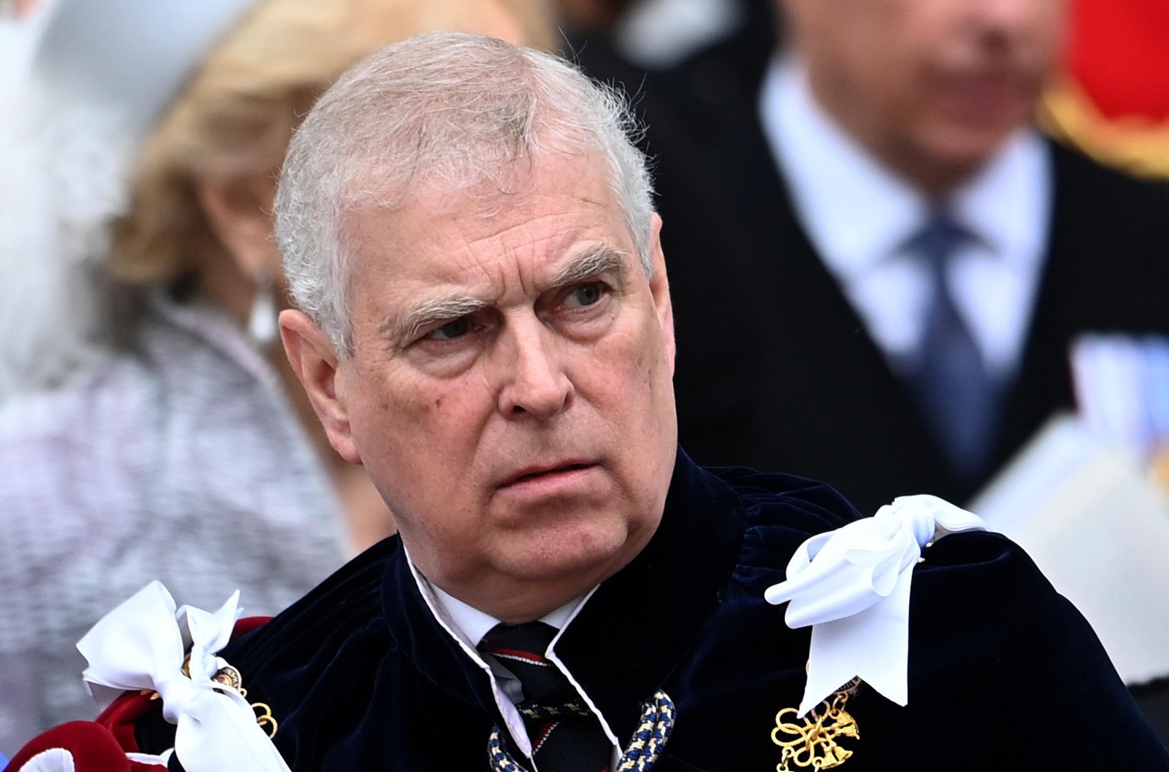 Then Britain's Prince Andrew, the Duke of York, departs after the Coronation of Britain's King Charles III and Queen Camilla at Westminster Abbey, London, Britain, 06 May 2023 (reissued 19 February 2026). According to the BBC, Andrew Mountbatten-Windsor, former titled Prince Andrew, was arrested on 19 February on suspicion of misconduct in public office.  EPA/ANDY RAIN