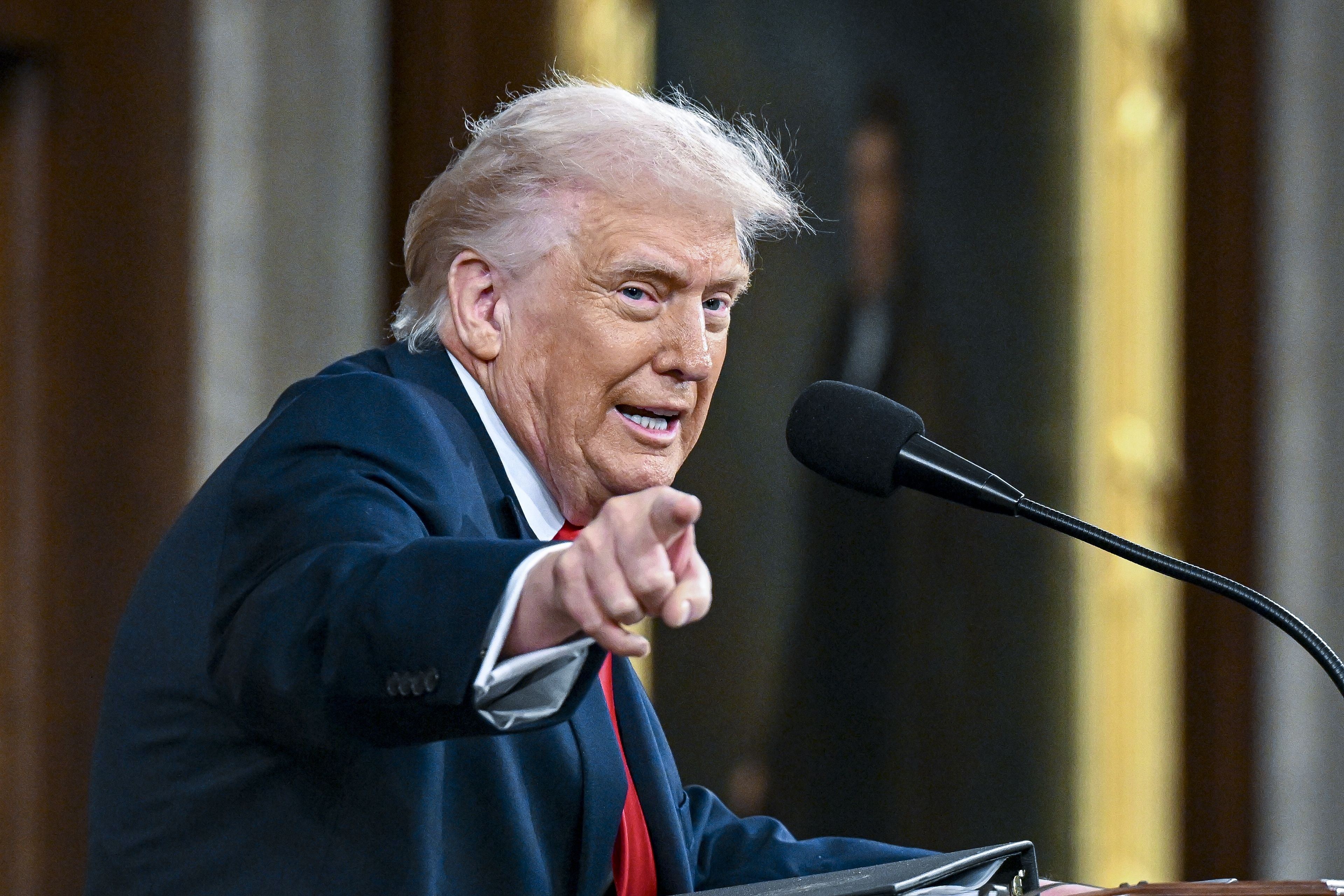 US President Donald J. Trump delivers the first State of the Union address of his second term to a joint session of Congress in the House Chamber of the US Capitol in Washington, DC, USA, 24 February 2026.  EPA/KENNY HOLSTON / POOL