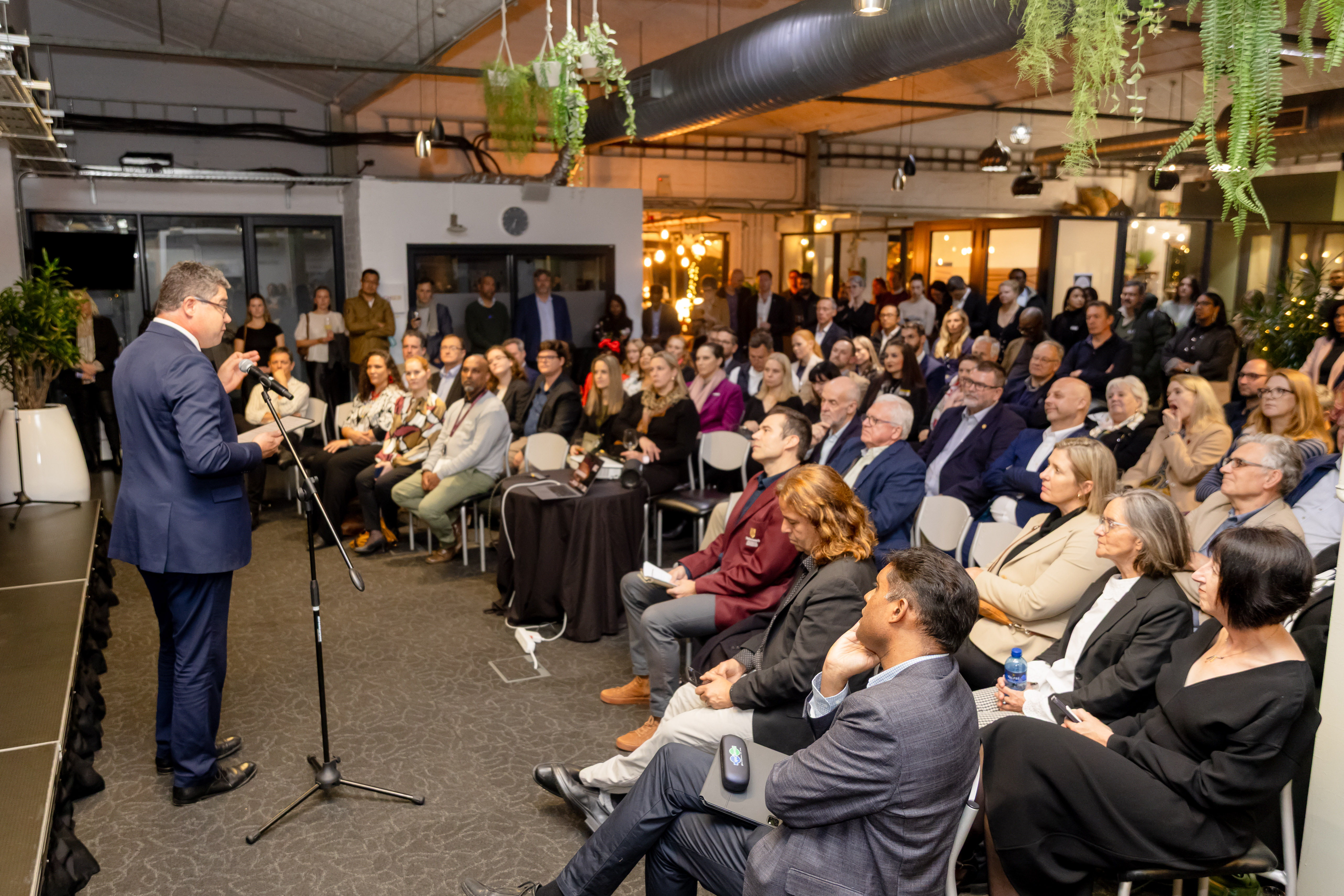 Audience members during a session at the CERI BIO launch, where the new biotech startup lab was officially introduced.