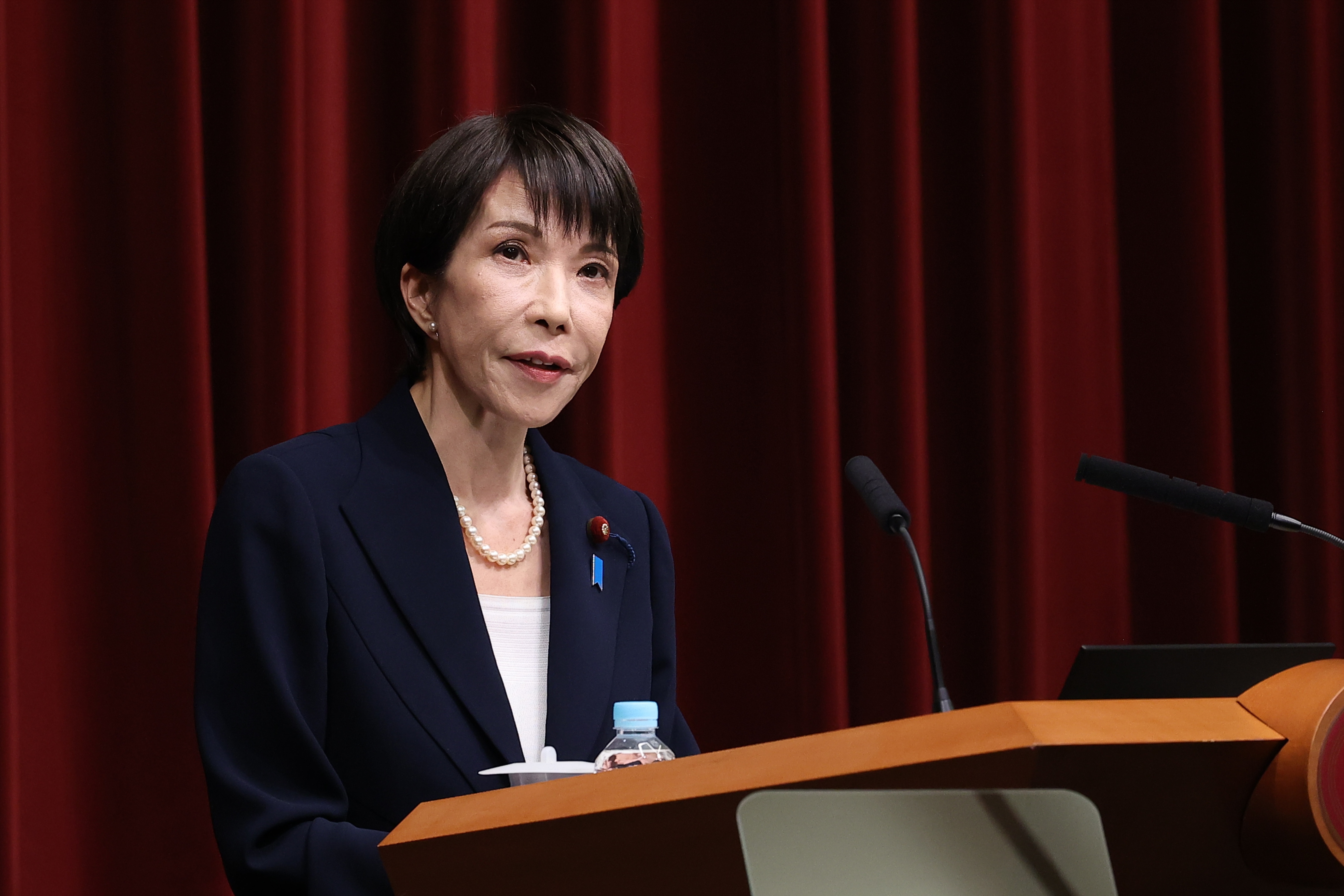Japanese Prime Minister Takaichi Sanae speaks during a press conference at the prime minister's official residence in Tokio, Japan, 19 January 2026. Takaichi plans to dissolve parliament on 23 January, setting the stage for an early election on 8 February.  EPA/RODRIGO REYES MARIN / POOL