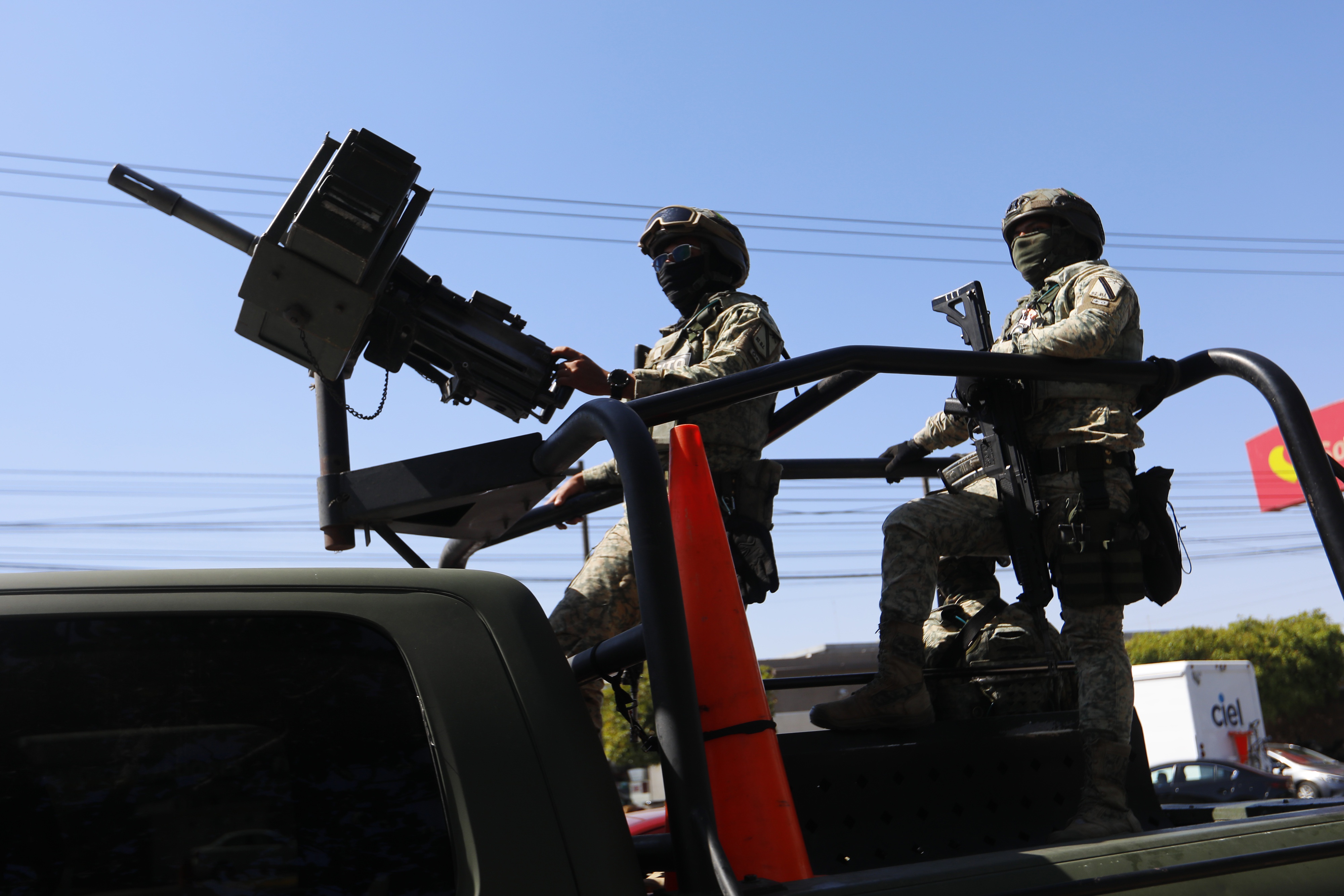 Members of the Mexican Army stand guard near the Recinto de la Paz cemetery in Zapopan, Jalisco, Mexico, 02 March 2026. The body of Nemesio Oceguera Cervantes, alias 'El Mencho,' leader of the Jalisco New Generation Cartel (CJNG), who was captured and killed on 22 February in a military operation in that state (western Mexico), was transferred on 02 March to a cemetery in the municipality of Zapopan, near Guadalajara, for burial.  EPA/Francisco Guasco