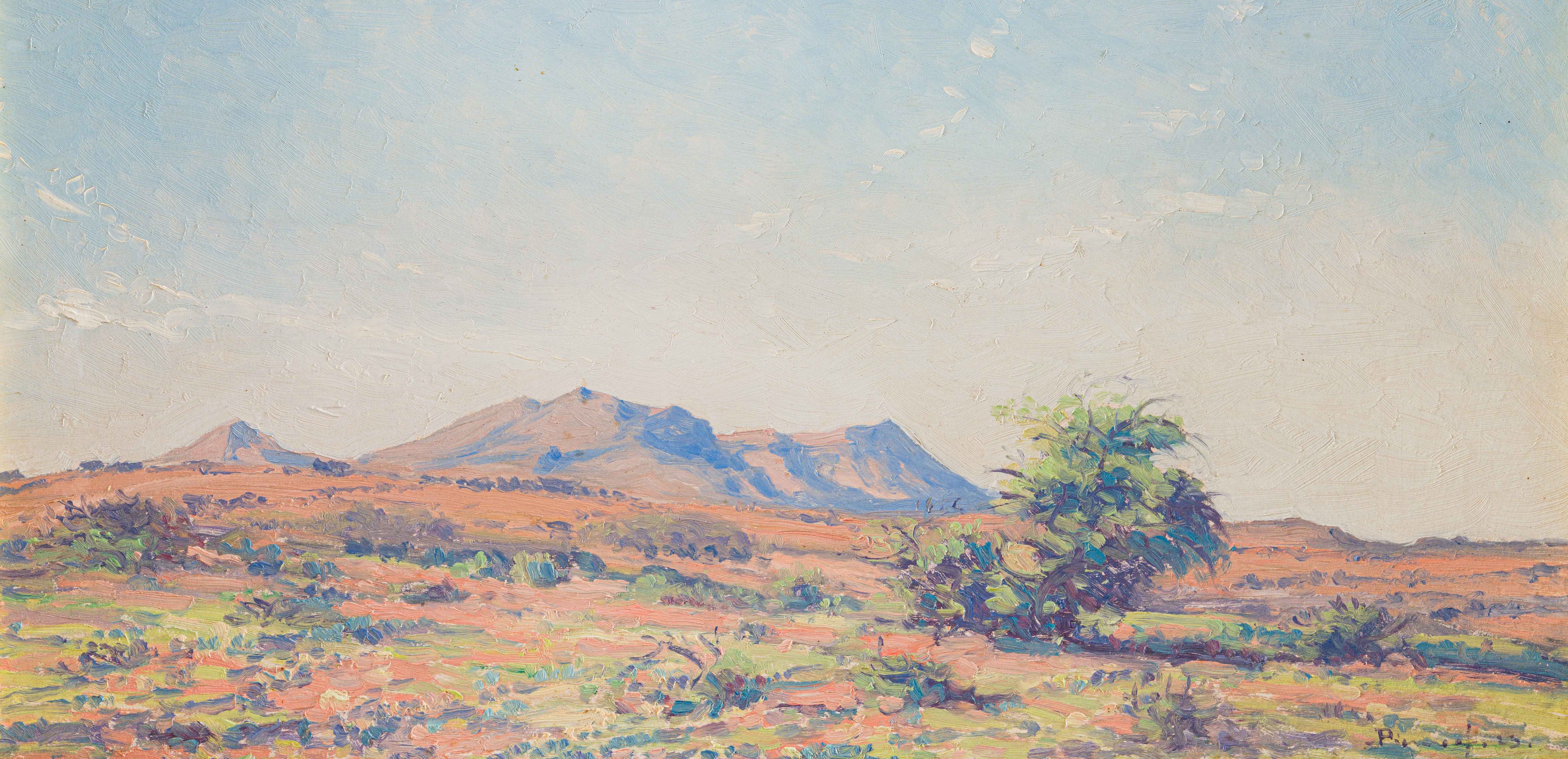 Mountain Landscape with a Tree in the Foreground by renowned South African artist Jacob Hendrik Pierneef.