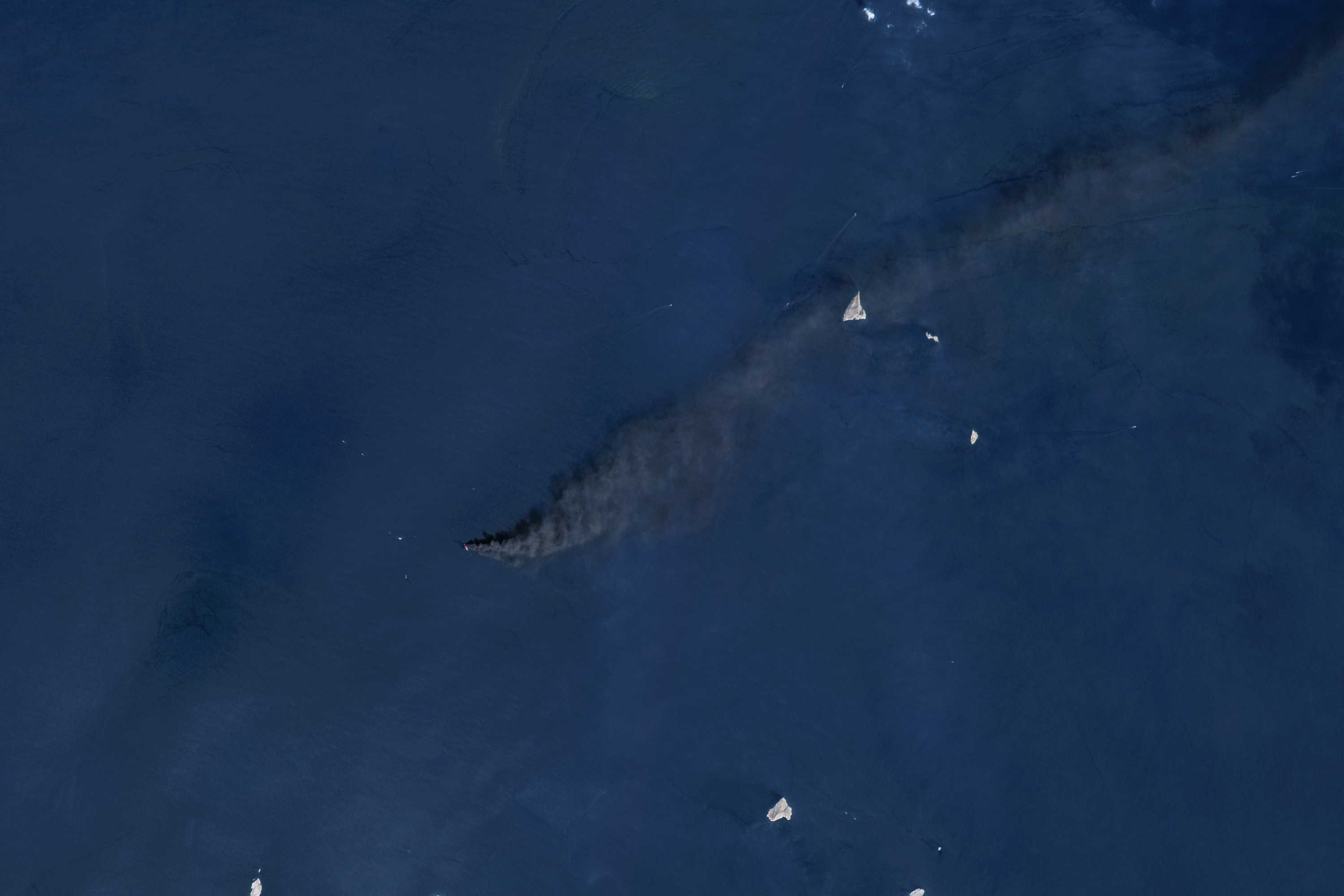 Satellite Imagery Of An Oil Tanker Ablaze In The Strait Of Hormuz