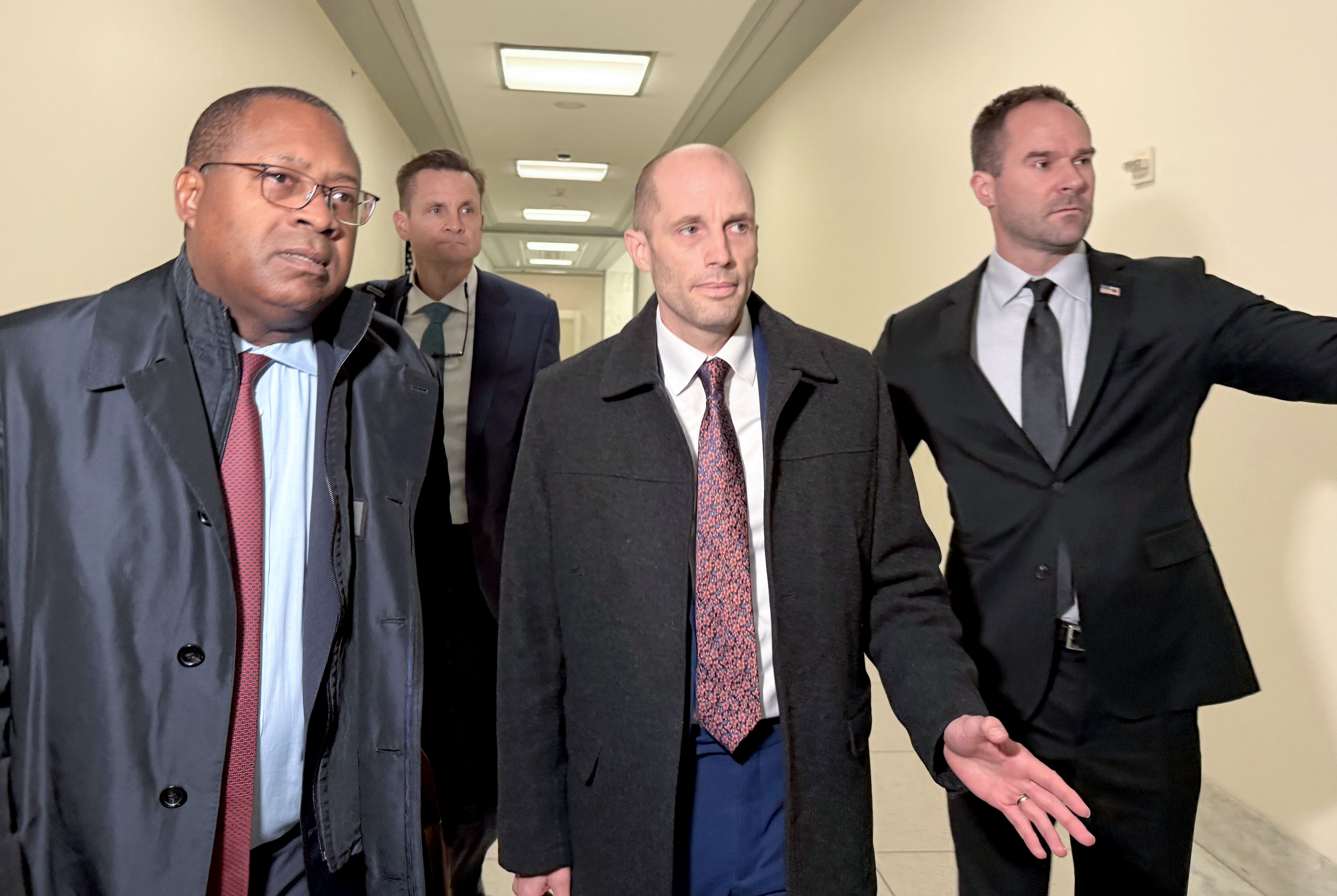 Harold Rogers (C), interim CEO of e-commerce giant Coupang Corp., heads to a closed-door House of Representatives hearing at the Capitol in Washington, DC, USA, 23 February 2026. The US-listed firm has been under investigation in South Korea over a massive data leak.  EPA/YONHAP SOUTH KOREA OUT