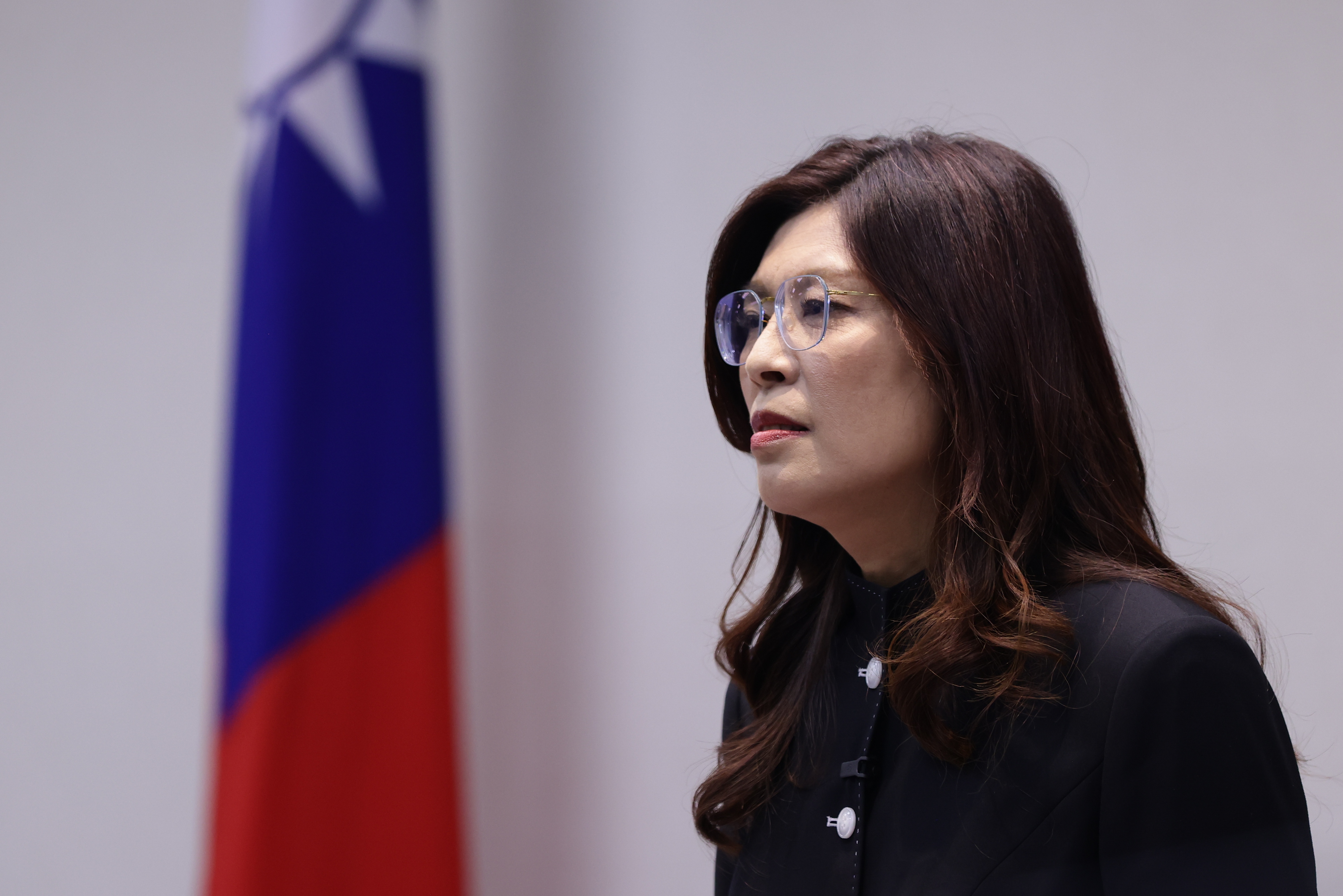 Taiwan's main opposition Kuomintang (KMT) chairwoman Cheng Li-wun speaks inside the party headquarters in Taipei, Taiwan, 15 April 2026. Cheng delivered her speech days after visiting China, where she met with Chinese President Xi Jinping.  EPA/RITCHIE B. TONGO