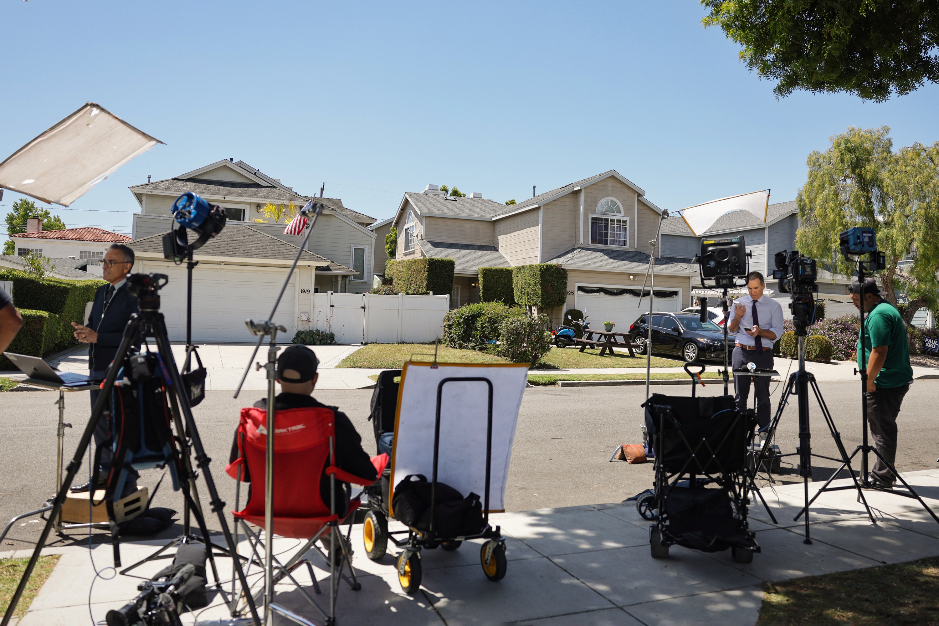 Members of the news media gather outside the residence of Cole Tomas Allen, the alleged shooter in the White House Correspondents' Dinner attack, in Torrance, California, USA, 27 April 2026. Allen was charged in federal court with attempted assassination of the US president and multiple firearms-related offenses stemming from the 25 April attack.  EPA/CHRIS TORRES
