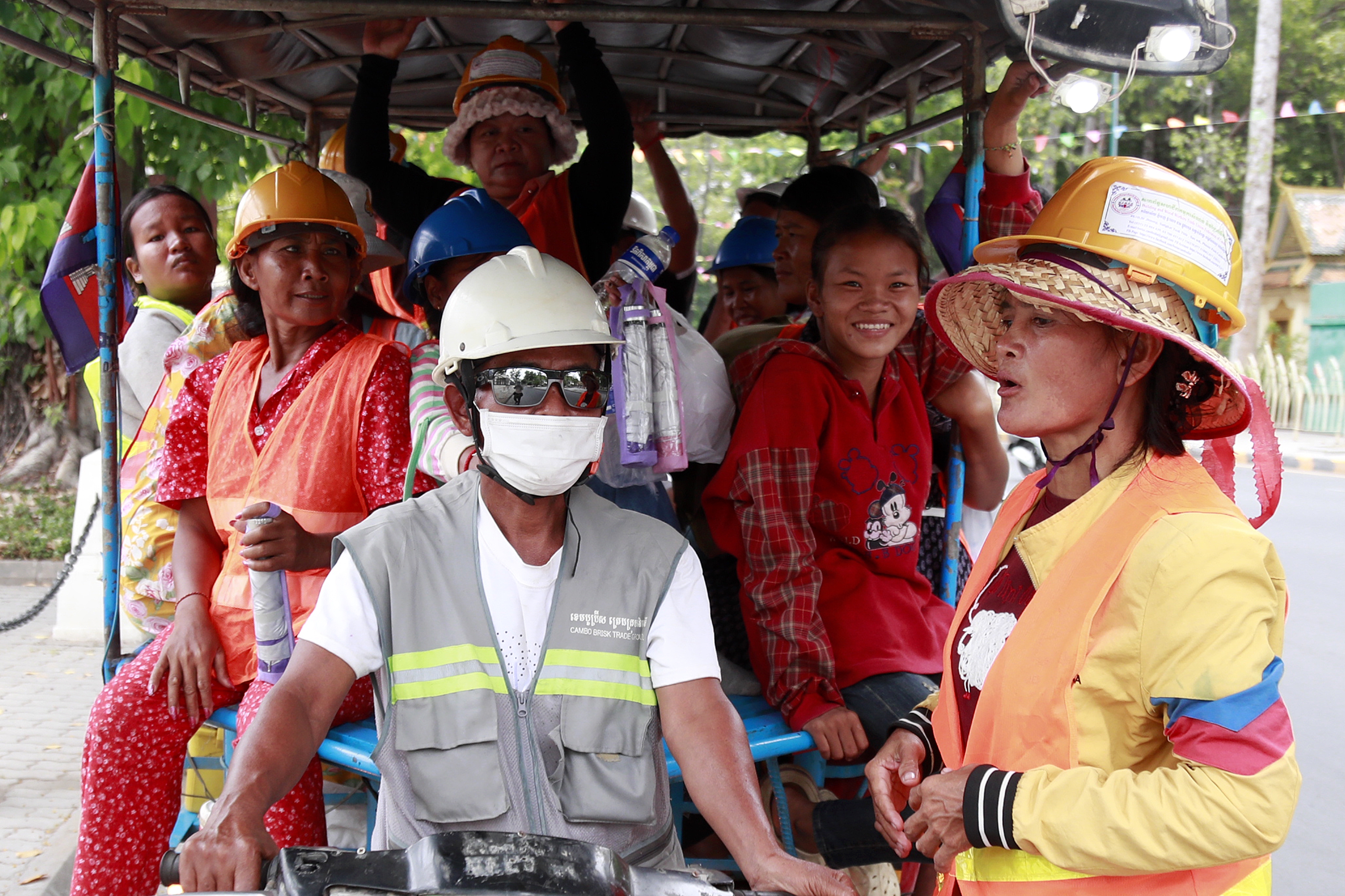 Cambodian workers travel to the US Embassy in Phnom Penh, Cambodia, 01 May 2026. Around 200 worker representatives, trade unions, and civil society organizations submit a joint petition to embassies and relevant government institutions on 01 May 2026 to mark the 140th anniversary of International Workers' Day. The initiative is held under the theme 'Recovery and Reform of Barriers to the Effective Implementation of Freedom of Association (FoA) in Cambodia.'  EPA/KITH SEREY
