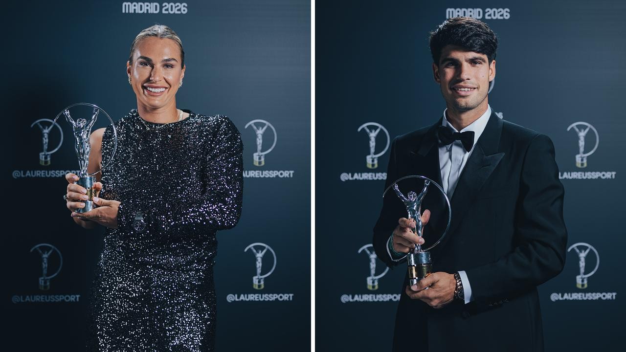 Aryna Sabalenka and Carlos Alcaraz won the World Sportswoman and Sportsman awards at the 2026 Laureus World Sports Awards in Madrid on Monday. (Picture: Supplied by Laureus)