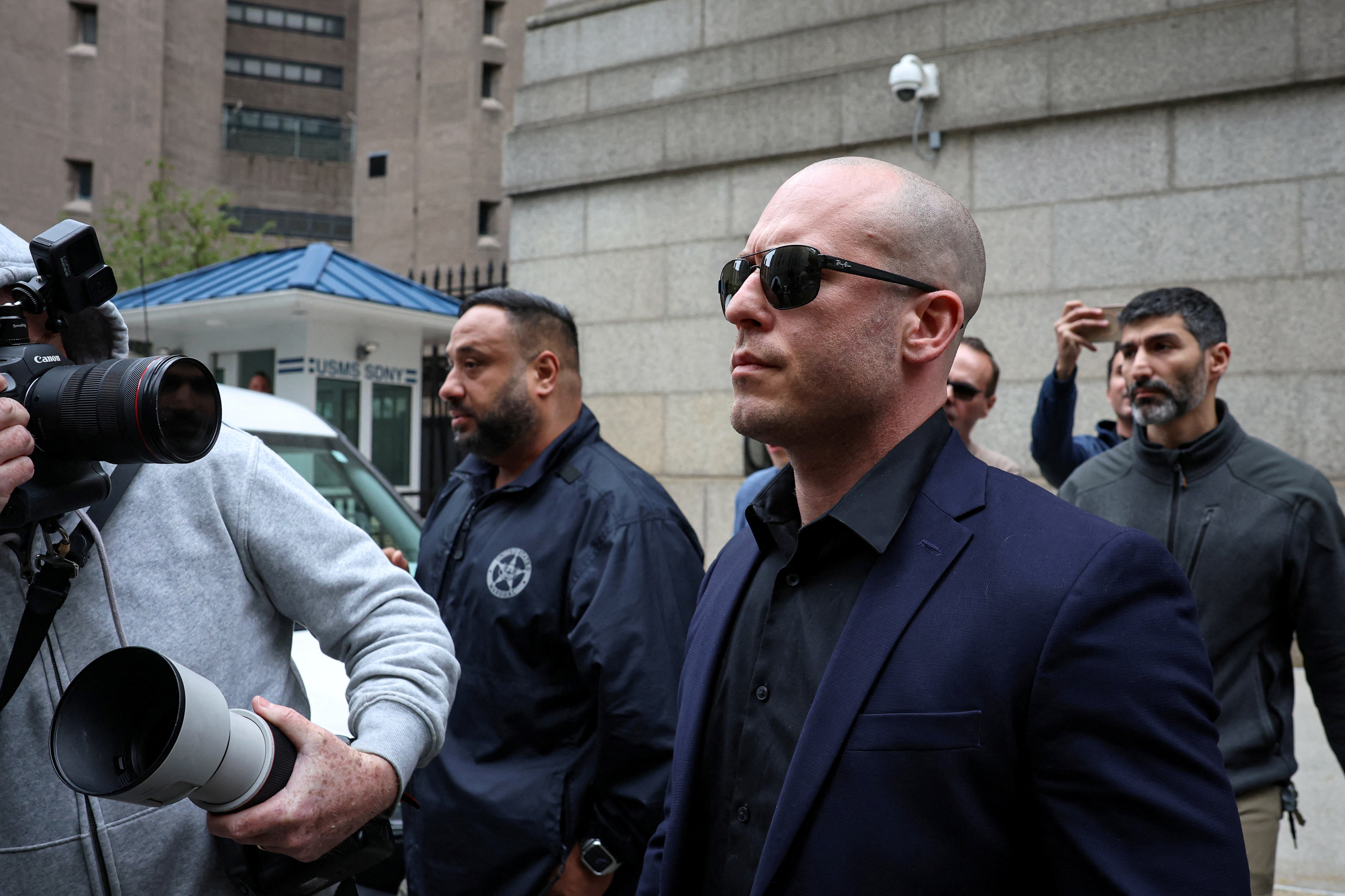 Gannon Van Dyke, a U.S. Army soldier arrives at the Manhattan Federal Courthouse, in New York