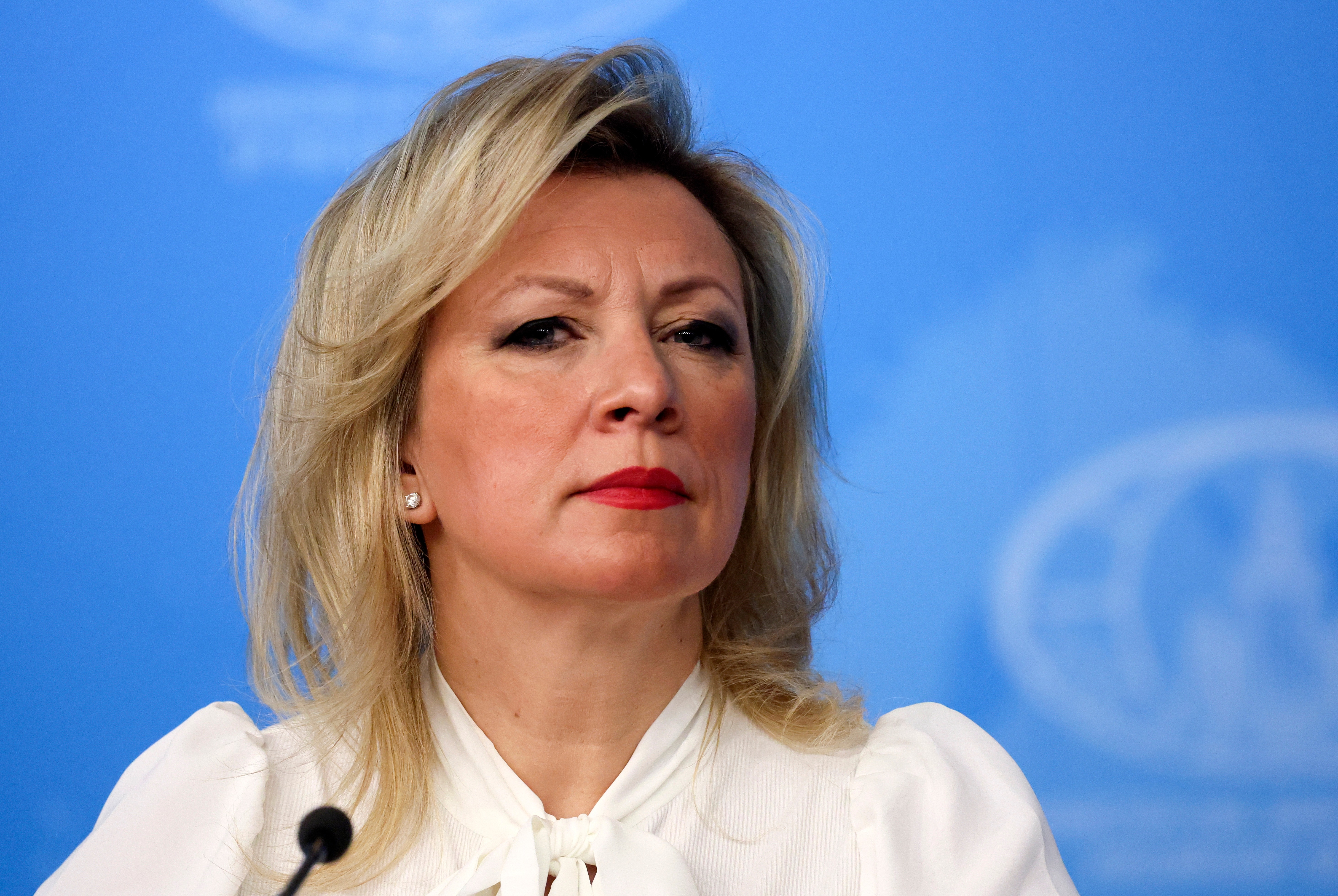 Spokeswoman of the Russian Foreign Ministry Maria Zakharova attends Russian Foreign Minister Sergei Lavrov's news conference in Moscow, Russia, 20 January 2026. Lavrov gave a press conference on the results of Russian diplomacy in 2025. EPA/MAXIM SHIPENKOV

