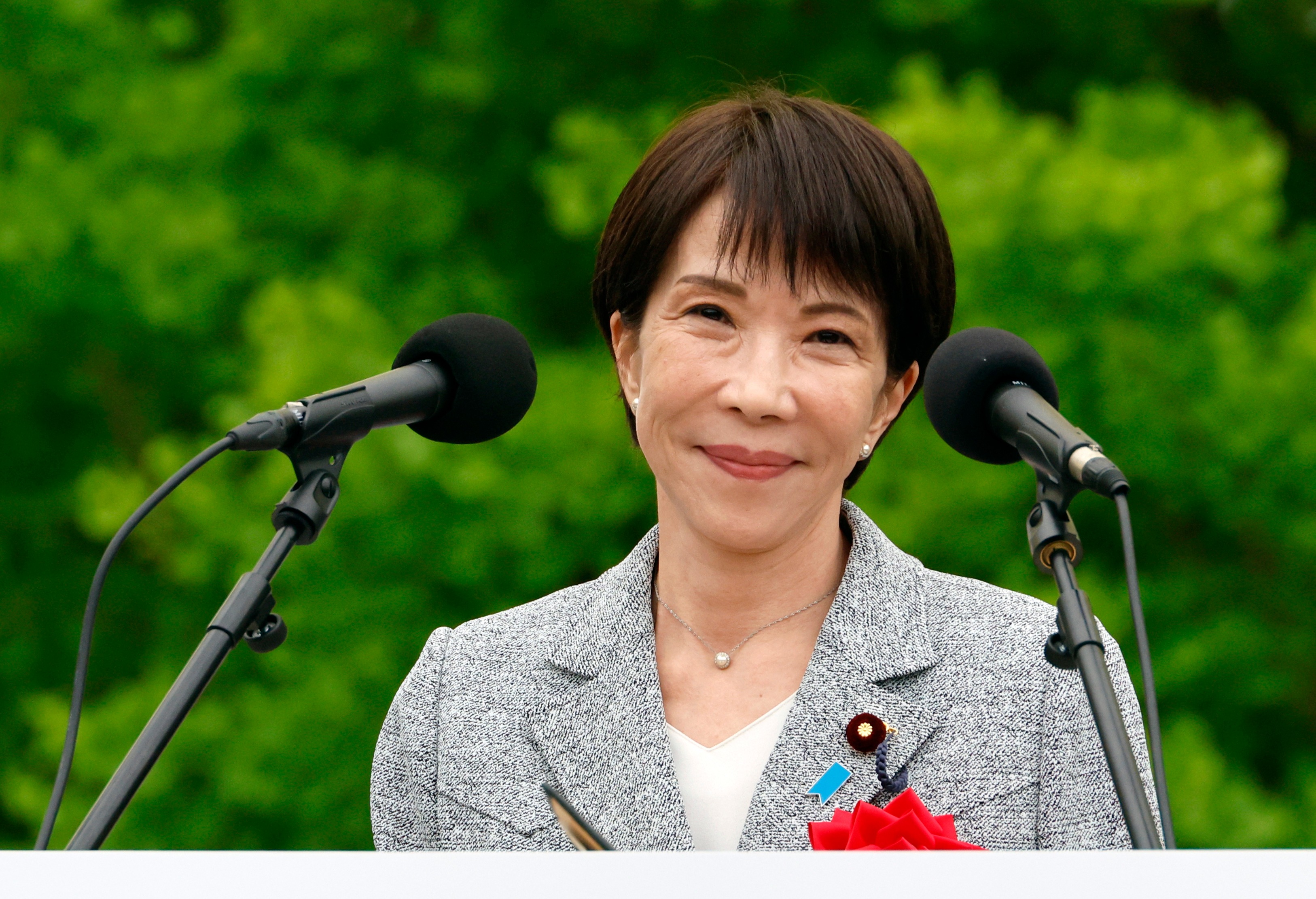  Japan's Prime Minister Sanae Takaichi attends the annual Japanese Trade Union Confederation (Rengo) May Day rally in Tokyo, Japan, 29 April 2026. It is the fourth consecutive year that a sitting prime minister has attended the rally of Japan's largest labor organization. EPA/FRANCK ROBICHON