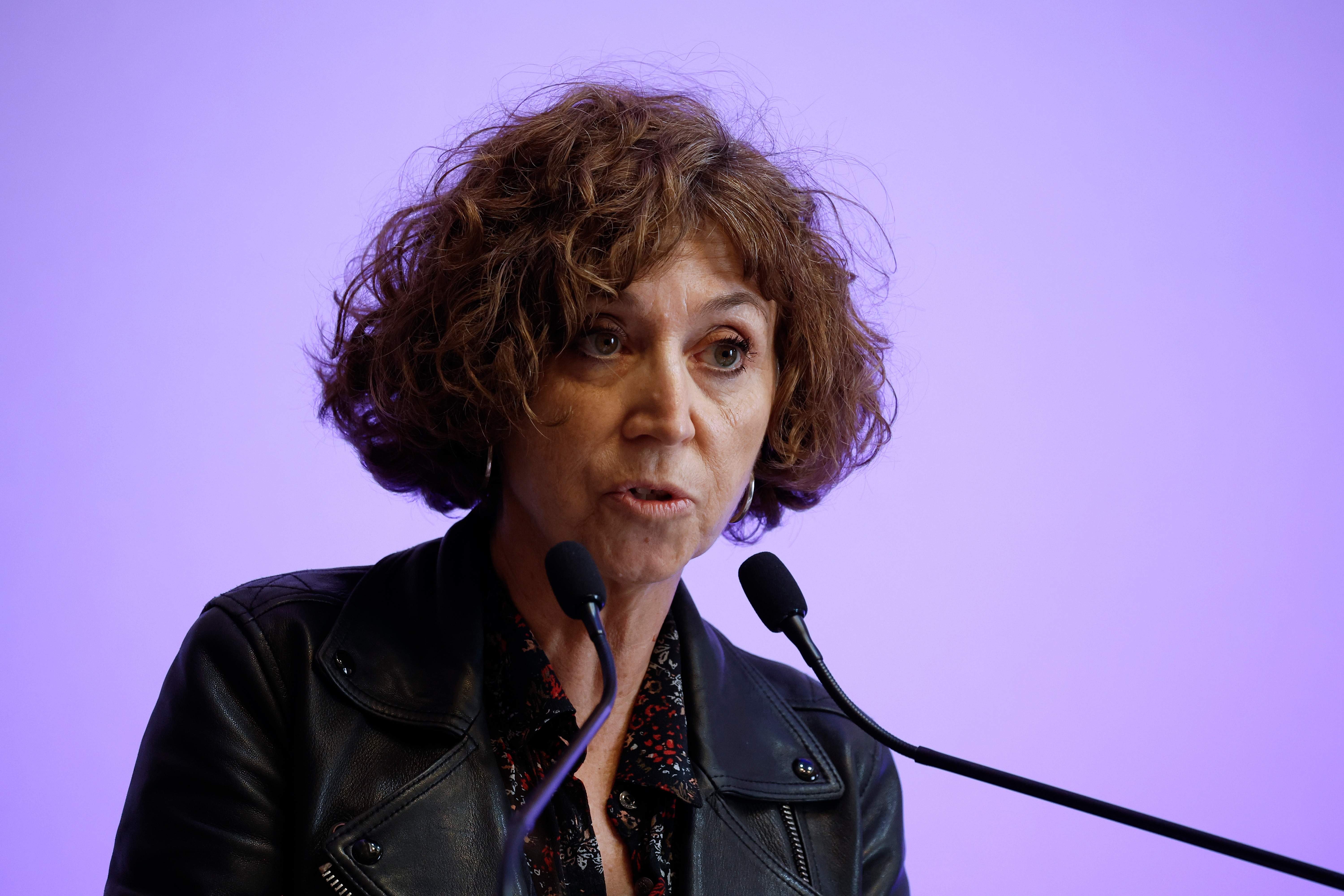 Chief Executive Officer of Sante publique France Caroline Semaille attends a press conference on the recent hantavirus outbreak at the Health Ministry in Paris, France, 12 May 2026. Hantavirus‑infected cruise ship MV Hondius is currently en route to the Netherlands after completing the evacuation of its passengers and several crew members in Tenerife over the weekend. EPA/YOAN VALAT

