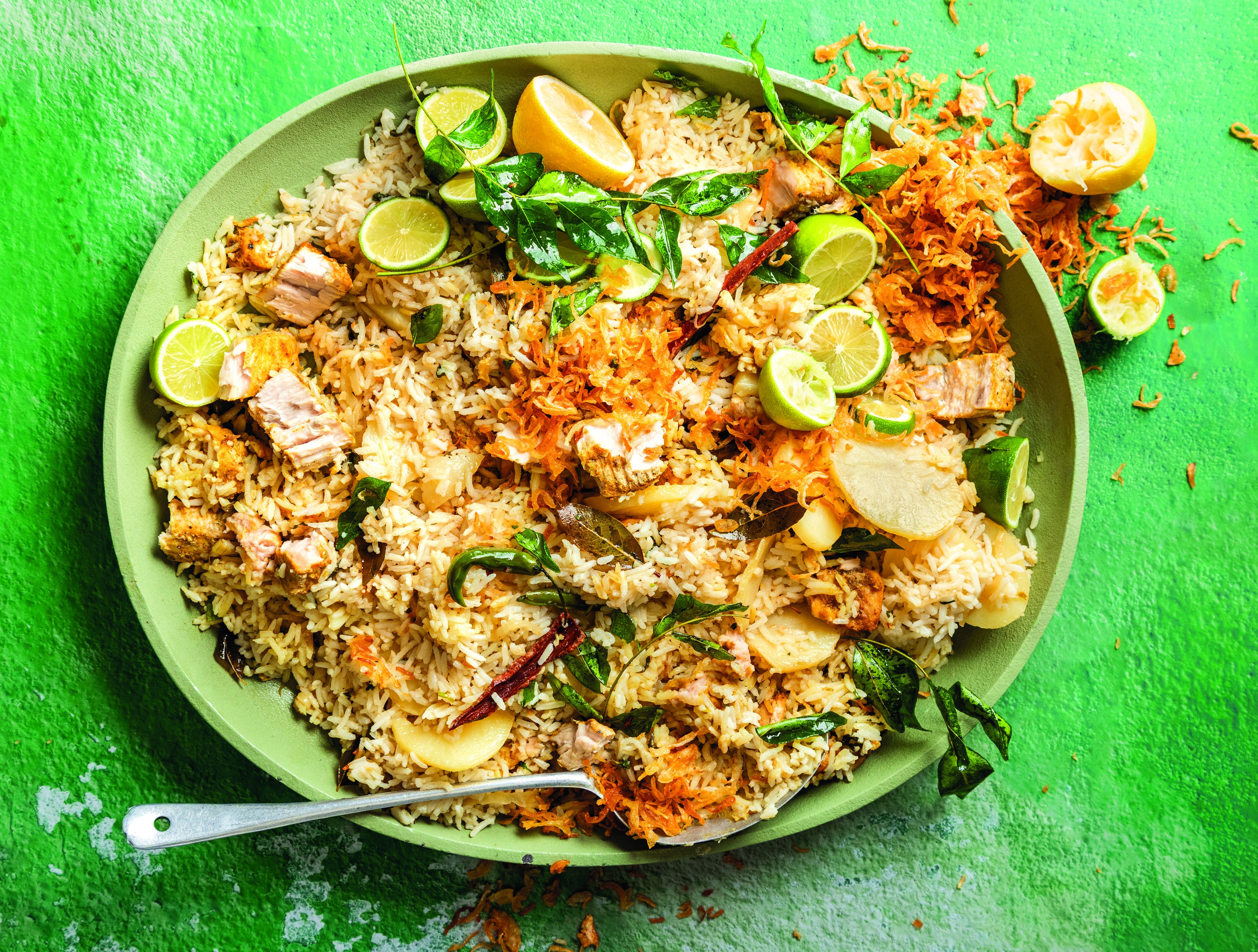 Fehmz’s ‘Aunty Pinky’s fish and rice’. (Photo: Donna Lewis)