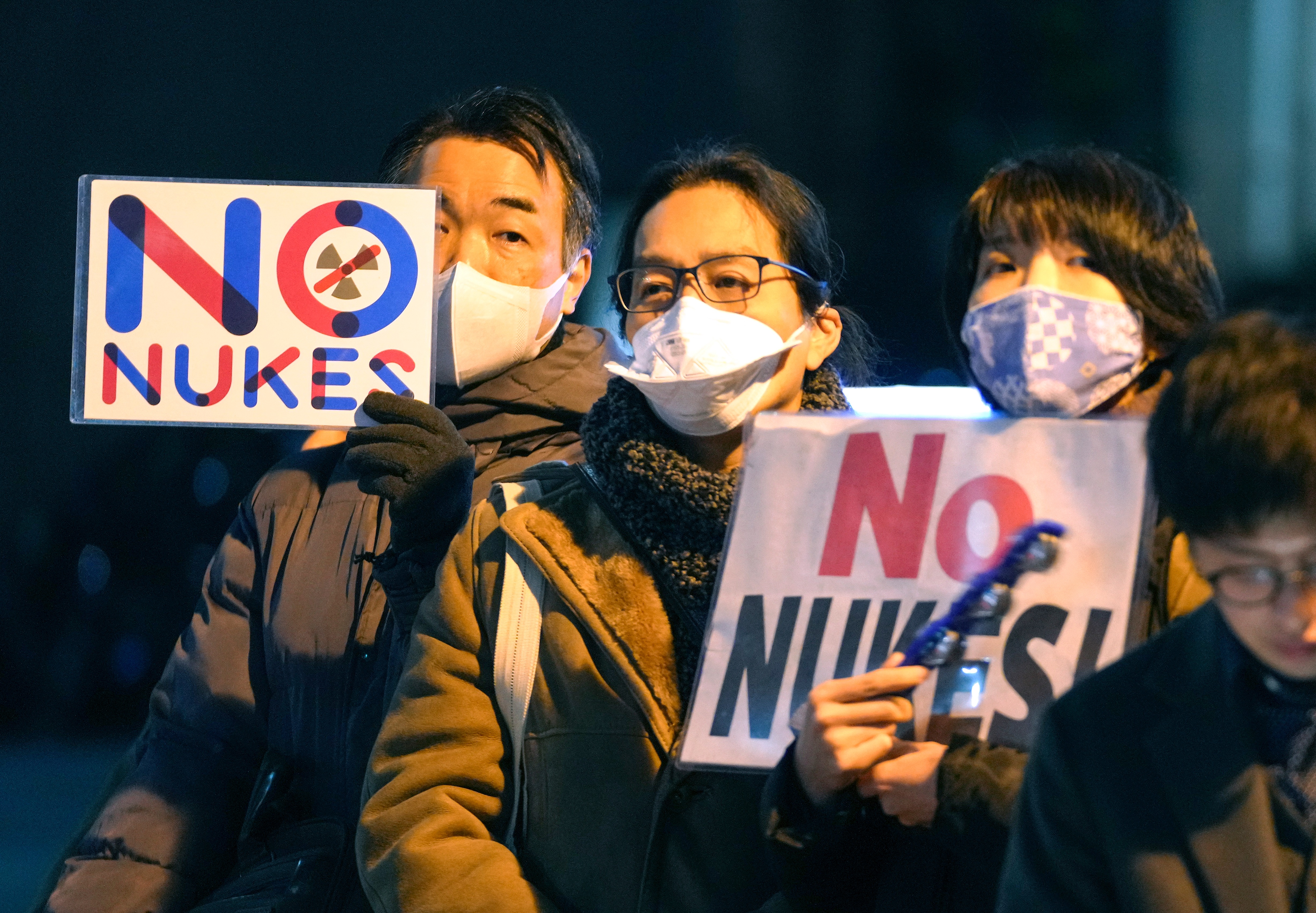 Demonstrators protest against nuclear power plants and against Japan's discharge of treated radioactive water from Tokyo Electric Power Company (TEPCO) Fukushima Daiichi Nuclear Power Plant into the Pacific Ocean, in front of the prime minister's official residence in Tokyo, Japan, 11 March 2024, marking the 13th anniversary of the 2011 magnitude 9.0 'Great East Japan Earthquake'. The earthquake and tsunami that triggered the nuclear accident at Tokyo Electric Power Company's Fukushima Daiichi Nuclear Power Plant on 11 March 2011 has killed 15,900 people, with 2,520 people still missing, according to the National Police Agency. The Reconstruction Agency data showed another 3,802 disaster-related deaths due to worsening injury and illness, as of the end of December 2023. EPA/KIMIMASA MAYAMA

