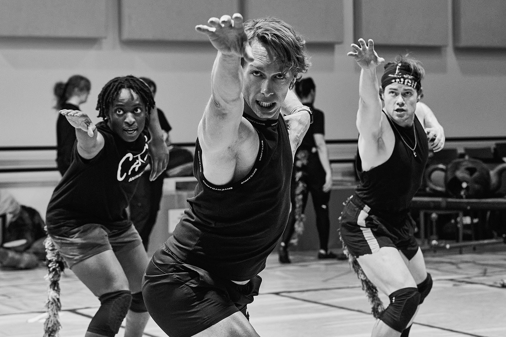 Austin Tshikosi (Mungojerrie), Matt Krzan and Logan Timbre (Skimbleshanks). (Photo: Jesse Kramer)