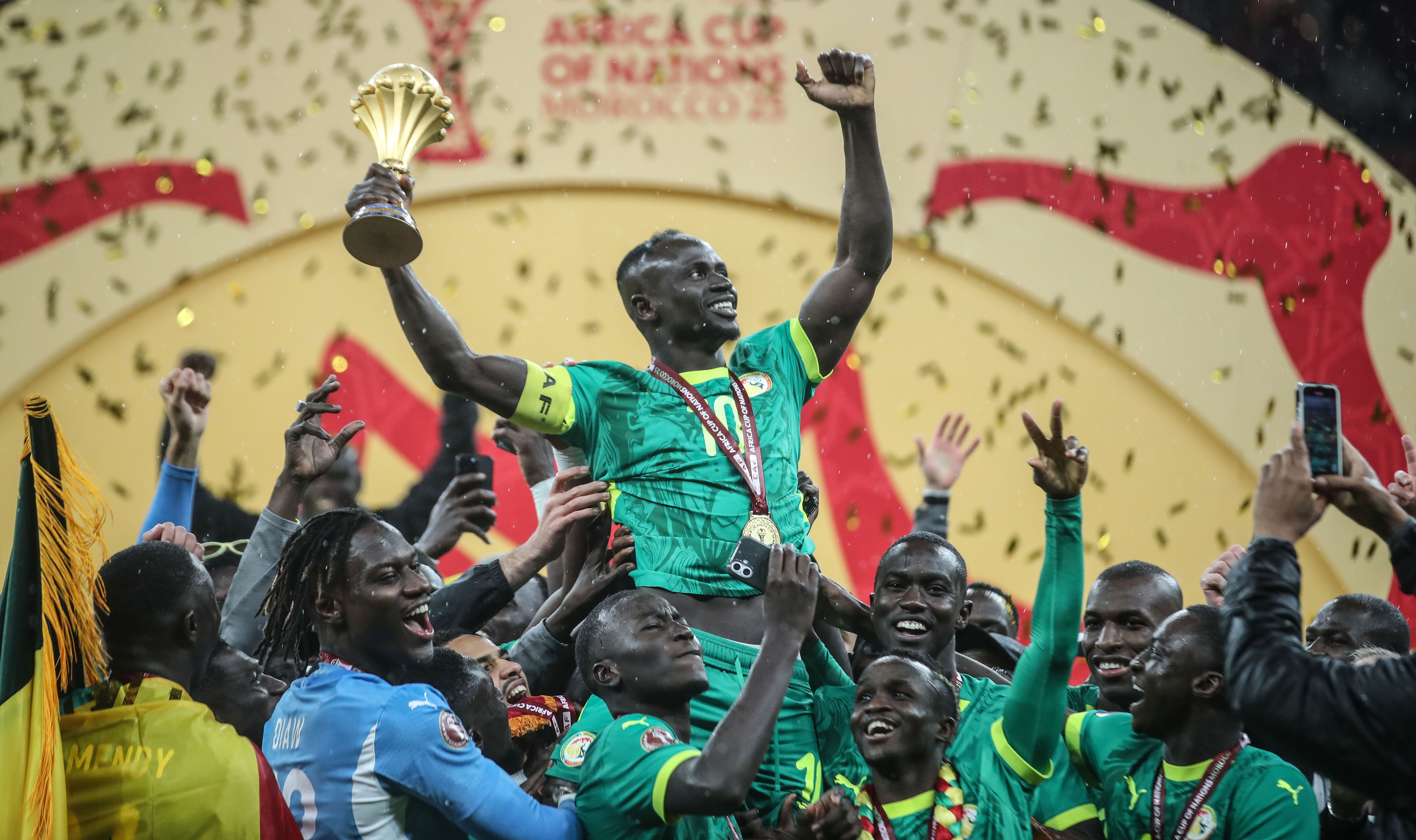 Sadio Mané celebrates victory during the 2025 Africa Cup of Nations final match between Senegal and Morocco at the Prince Moulay Abdellah Stadium in Rabat, Morocco, on 18 January 2026. Mané played a major role in ensuring the final continued after his teammates briefly boycotted the match in protest against a refereeing decision. (Photo: Weam Mostafa / BackpagePix)