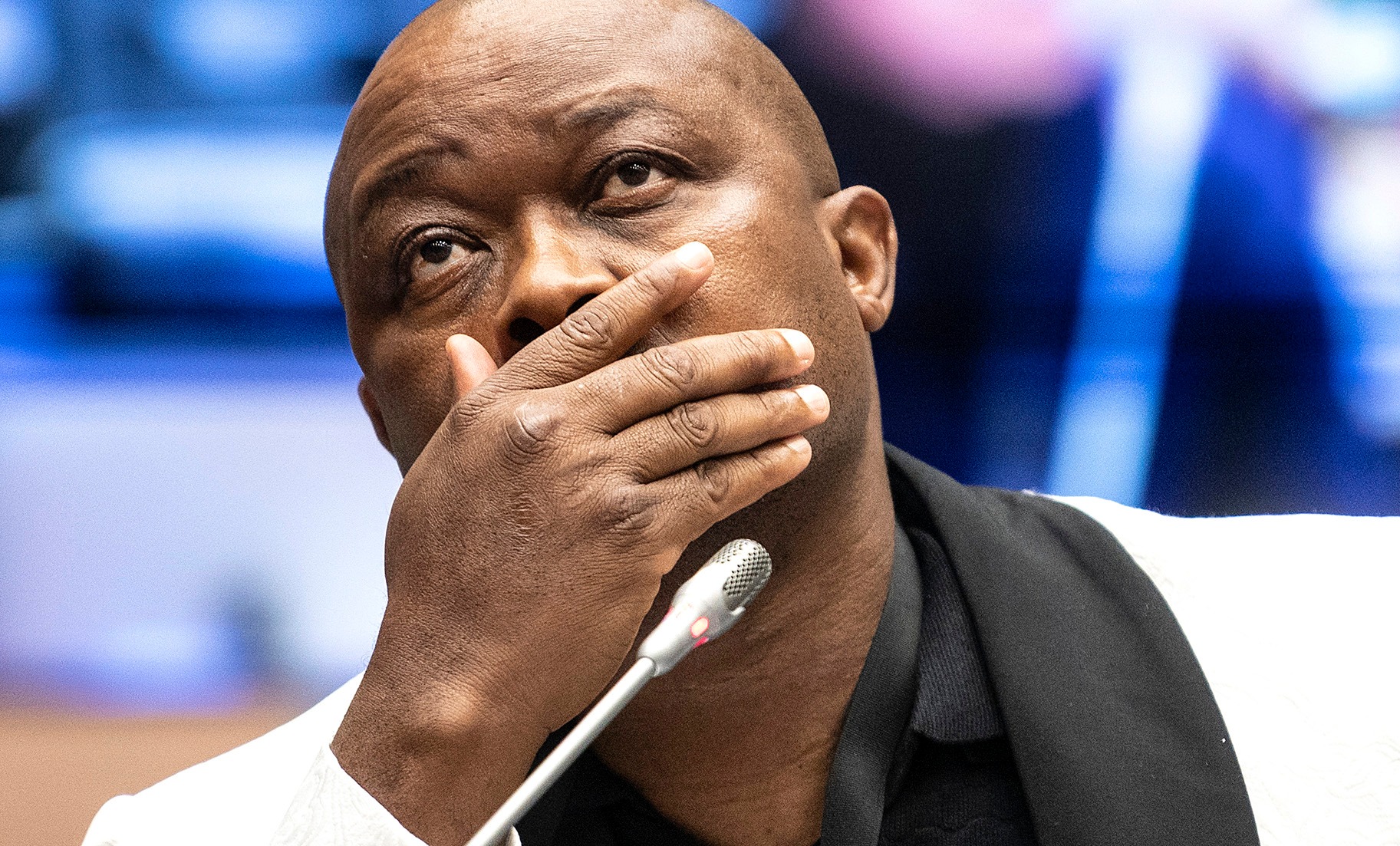 Brown Mogotsi testifies at the parliamentary ad hoc committee inquiry into alleged corruption and political interference in the criminal justice system at Good Hope Chambers in Cape Town on 24 February. (Photo: Brenton Geach / Gallo Images)
