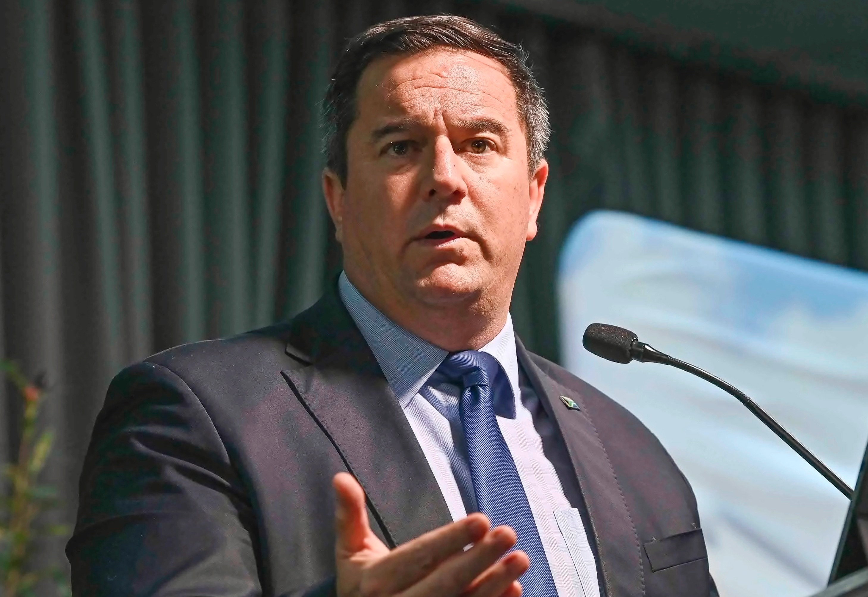 Agriculture Minister John Steenhuisen address the Grain SA Congress at Nampo Park on 11 March (Photo: Mlungisi Louw / Gallo Images / Volksblad)