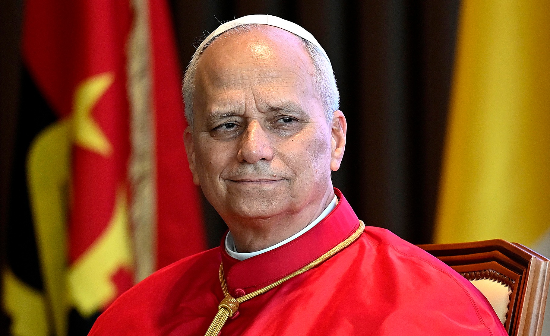 Pope Leo XIV meets Angola’s authorities, representatives of civil society and members of the diplomatic corps at the Presidential Palace in Luanda on 18 April 2026. During his 11-day trip, Pope Leo is visiting four African nations - Algeria, Cameroon, Angola, and Equatorial Guinea.