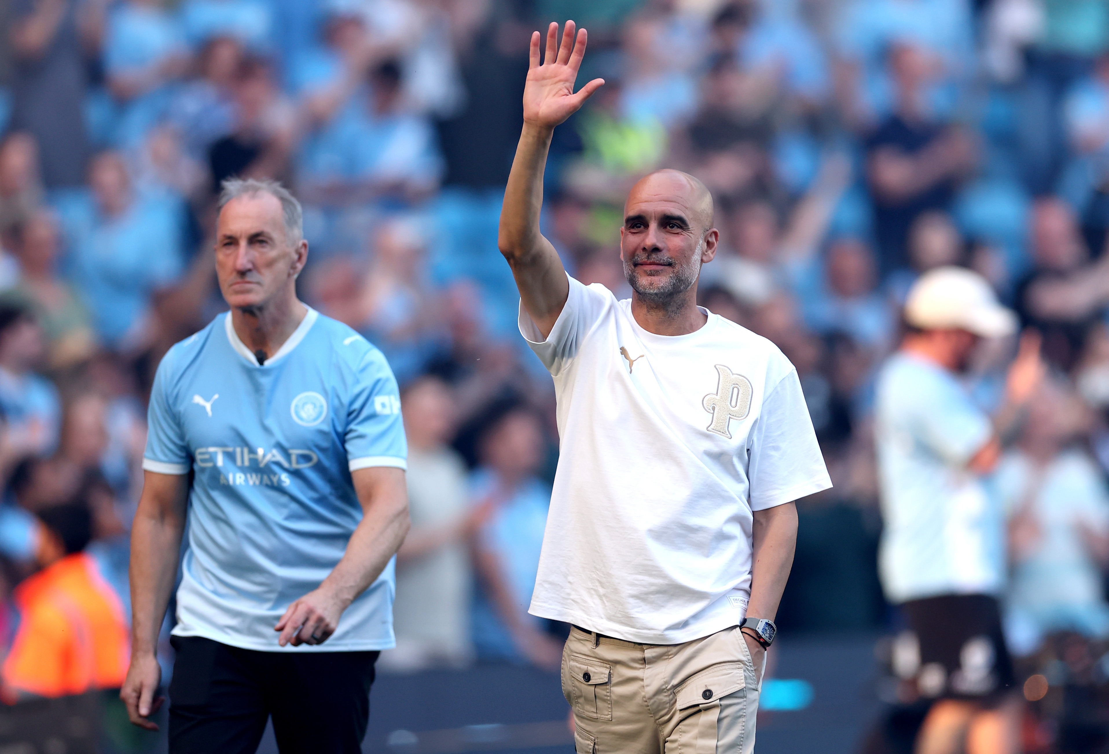 Pep Guardiola, hailed as a tactical innovator, led Manchester City to historic achievements, including a domestic treble and unprecedented back-to-back titles. (P47 Yanga Pep) Salah)