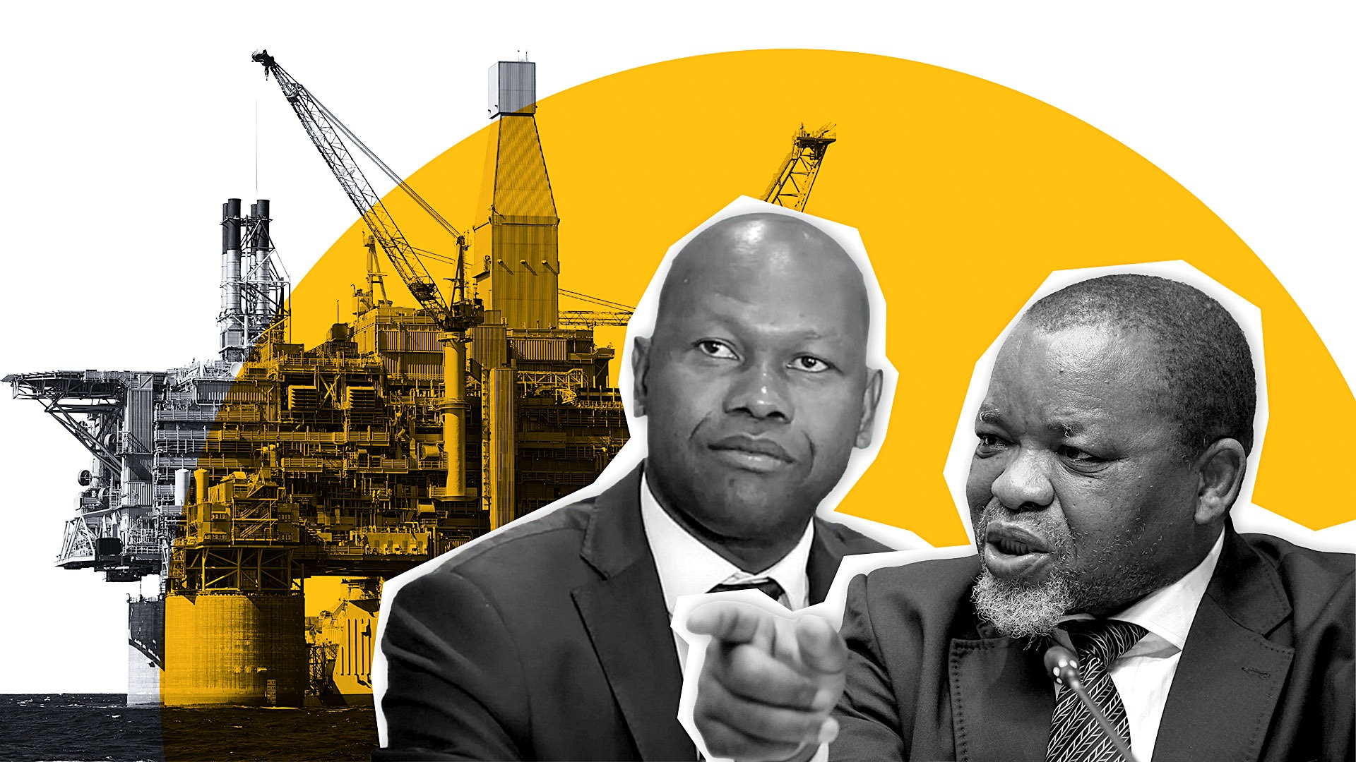 Minister of Minerals and Petroleum Gwede Mantashe (right) oversees PetroSA, the ailing state-owned entity that partnered with businessman Lawrence Mulaudzi in an apparent attempt to raid a skills training fund for unemployed youth. (Image: GCIS / Canva)