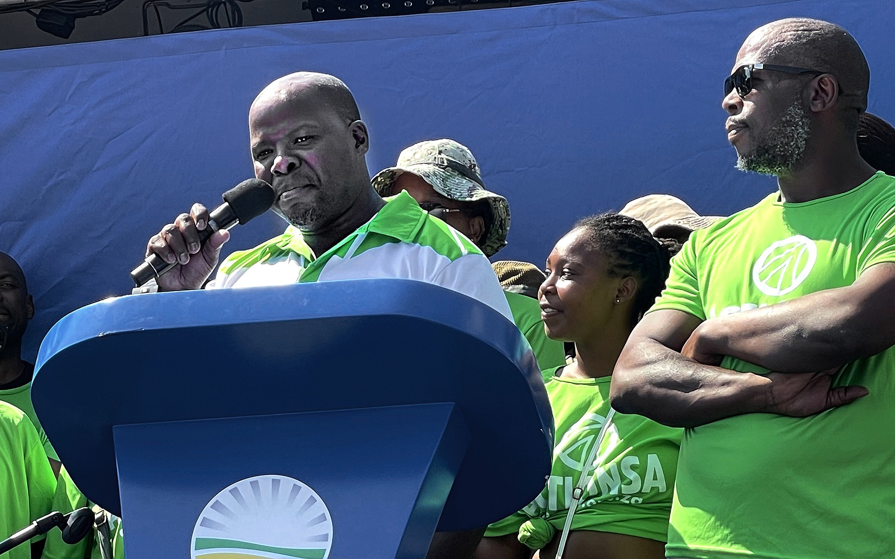 Former ActionSA councillor Mandla Nyaqela announces that he is defecting to the DA at a press conference in Dobsonville, Soweto, on 26 February. (Photo: Naledi Mashishi)