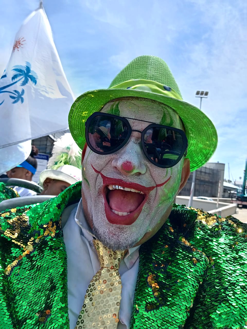 Isgak Omar (58), known as Gakie, with his painted face, tongue-wiggling tactics and dazzling dance moves, has been part of the Kaapse Klopse since the age of six. (Photo: Supplied / Isgak Omar)