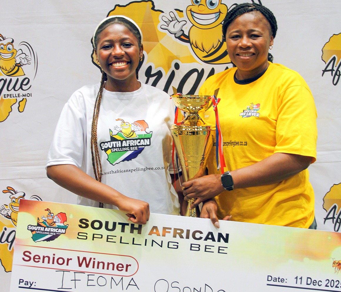 Ifeoma Osondo (left) celebrates with her mother, after the Cape Town learner was crowned the senior champion in the National SA Spelling Bee finals in Sun City. (Photo: Ofentse Diale)
