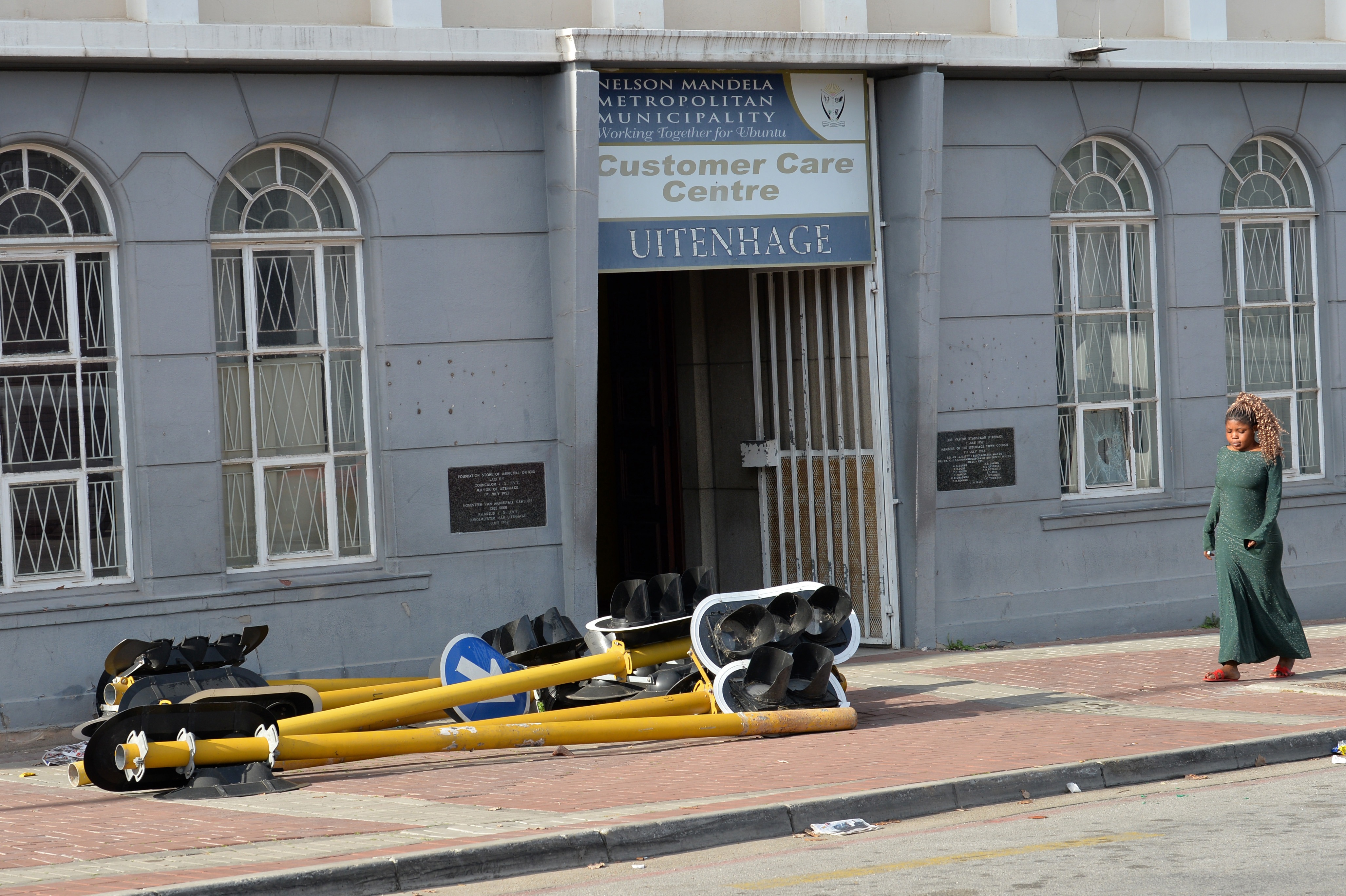 Fed-up businessman dumps broken traffic lights outside municipal offices to highlight crumbling infrastructure