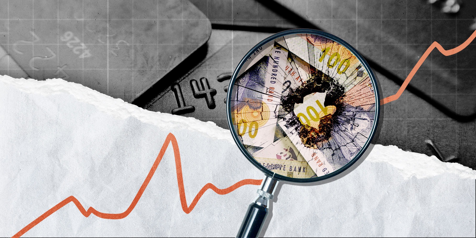 Illustrative Image: Bank cards. (Photo: iStock) | Magnifying glass. (Image: Freepik) | Torn paper. (Image: Freepik) | (By Daniella Lee Ming Yesca) 