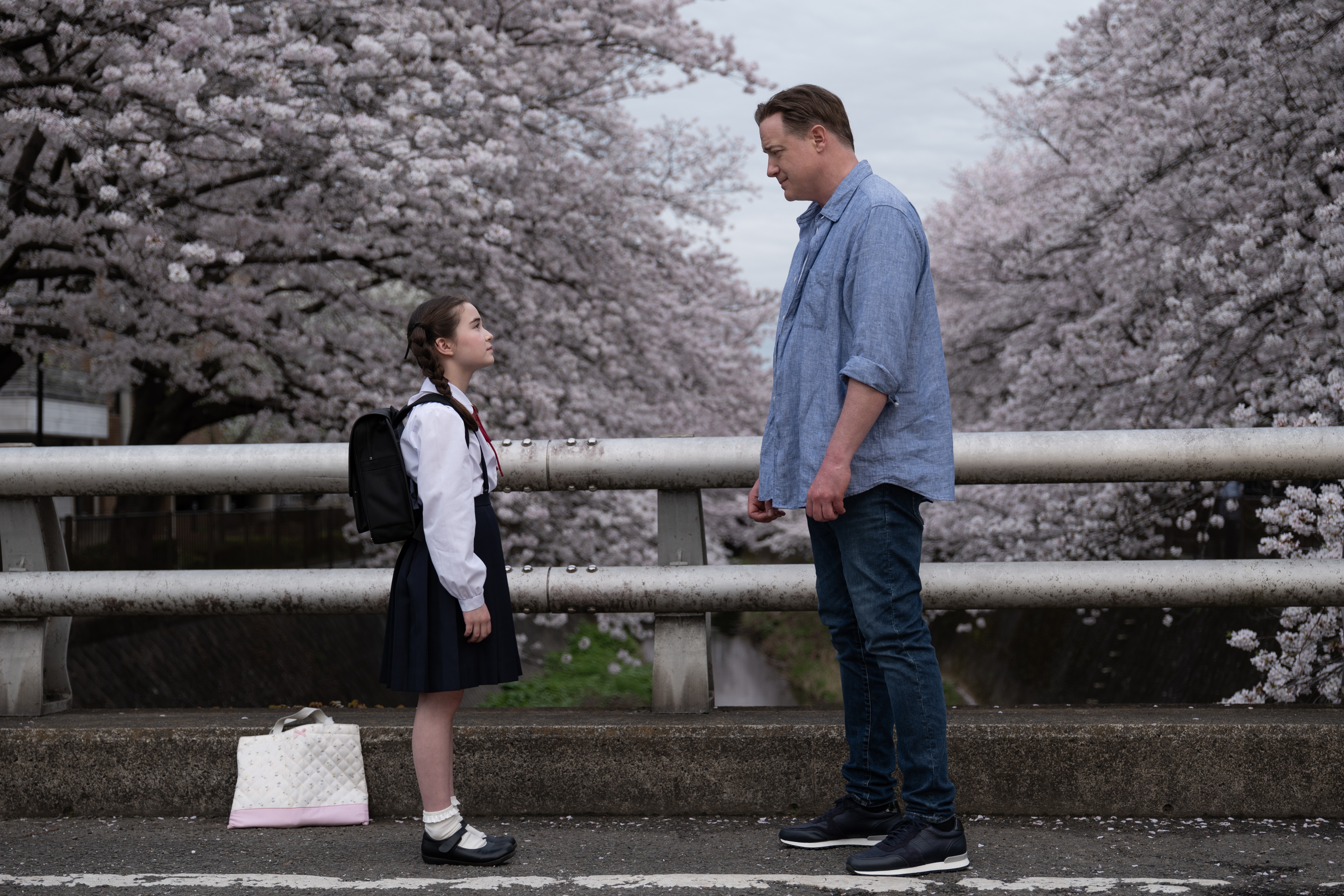 Shannon Gorman and Brendan Fraser in Rental Family. (Photo: James Lisle / Searchlight Pictures)