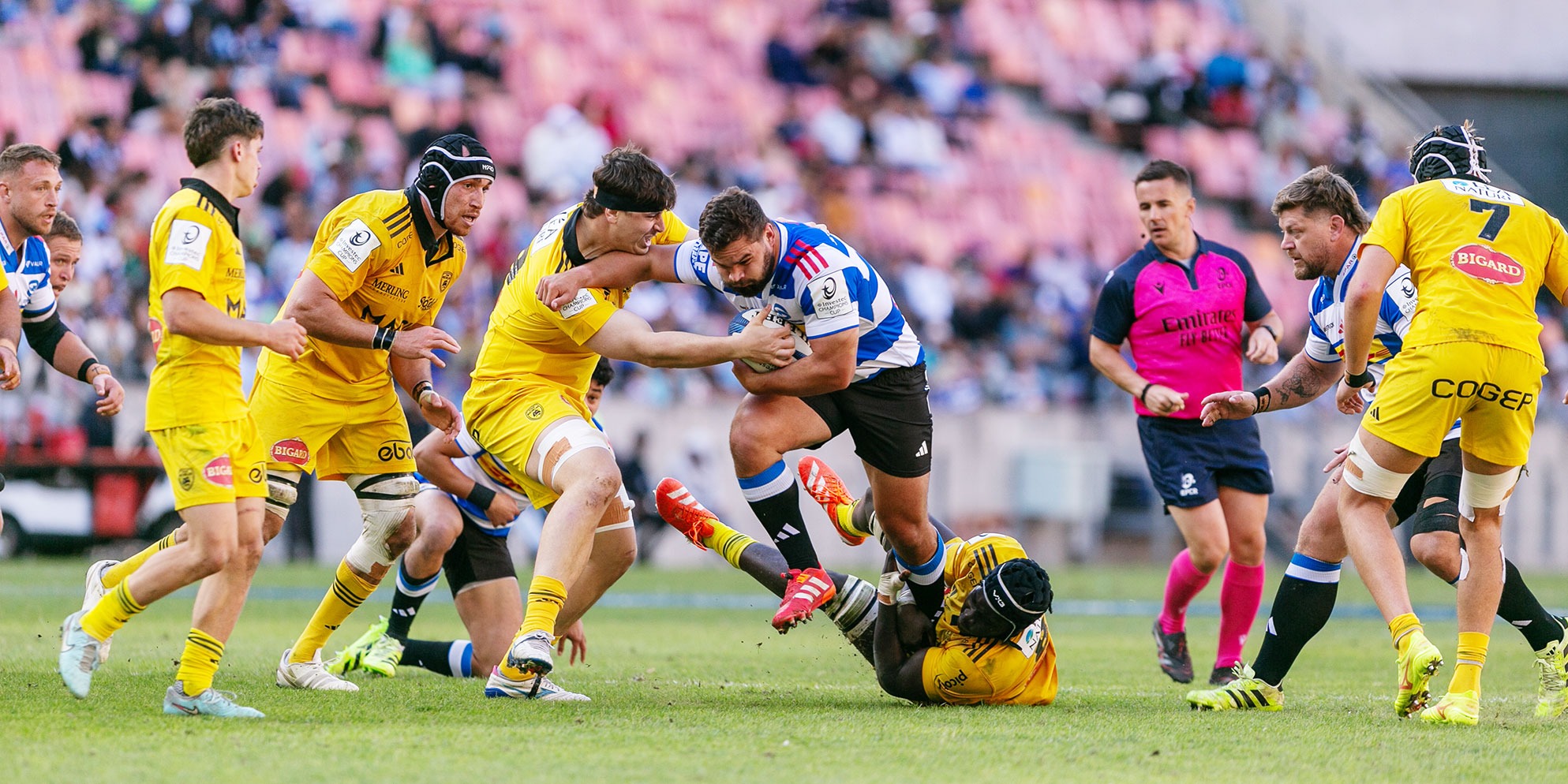 Stormers hooker JJ Kotzé  in action during their Champions Cup match against La Rochelle at Nelson Mandela Bay Stadium on 13 December 2025 in Gqeberha, South Africa. (Photo: Cole Cruickshank / Gallo Images)