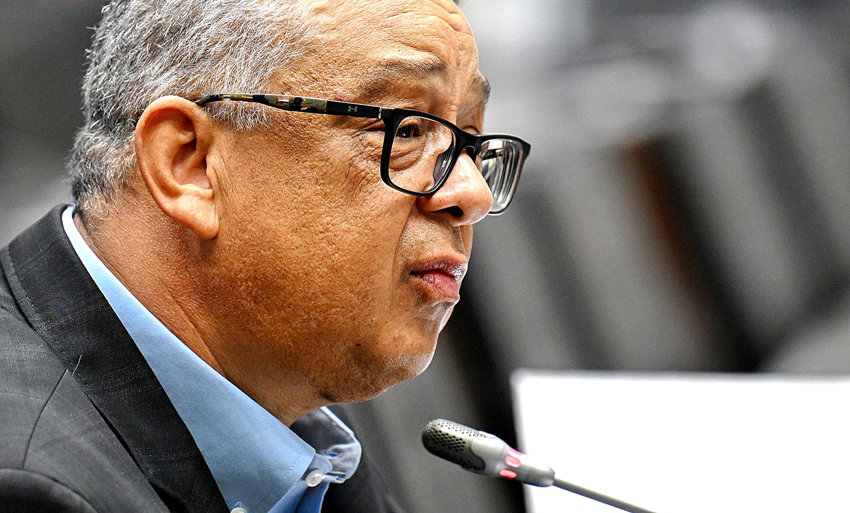 Former Independent Police Investigative Directorate head Robert McBride continues his testimony before Parliament’s ad hoc committee investigating accusations that a drug cartel has infiltrated South Africa’s criminal justice system. (Photo: Phando Jikelo / RSA Parliament)