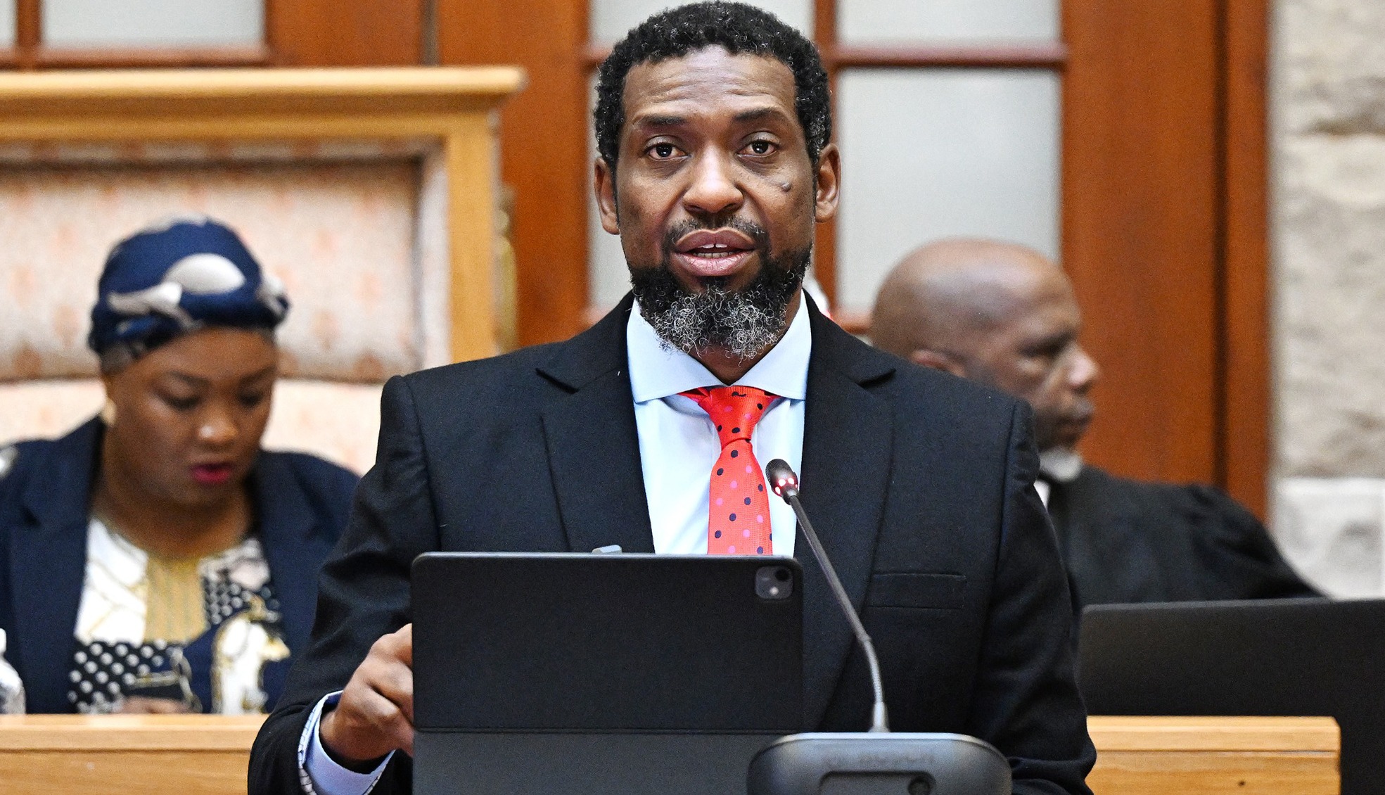 The minister of higher education, Buti Manamela, tables his departmental budget on 26 May. (Photo: Phando Jikelo / RSA Parliament)
