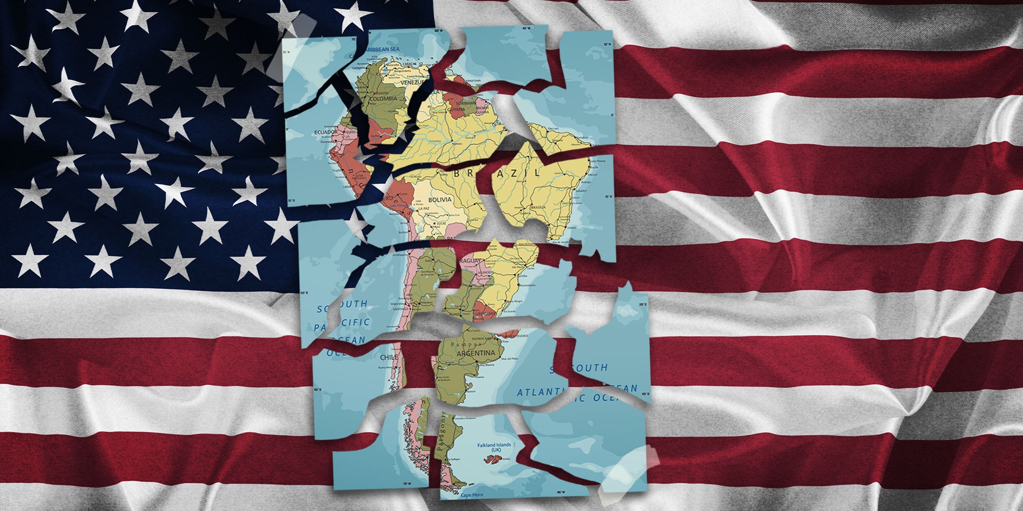 Illustrative Image: Map of South America. (Image: iStock) | US flag. (Image: Freepik) | (By Daniella Lee Ming Yesca) 