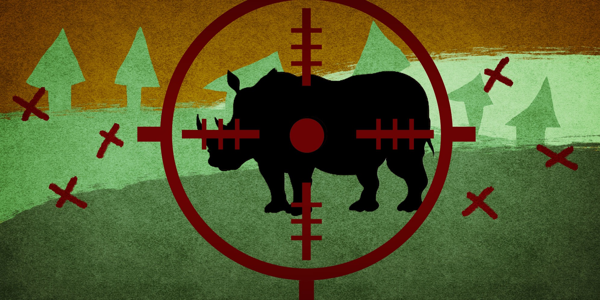 Illustrative Image: Rhino silhouette. | Huning rifle sight. (Image: Freepik) | (By Daniella Lee Ming Yesca) 