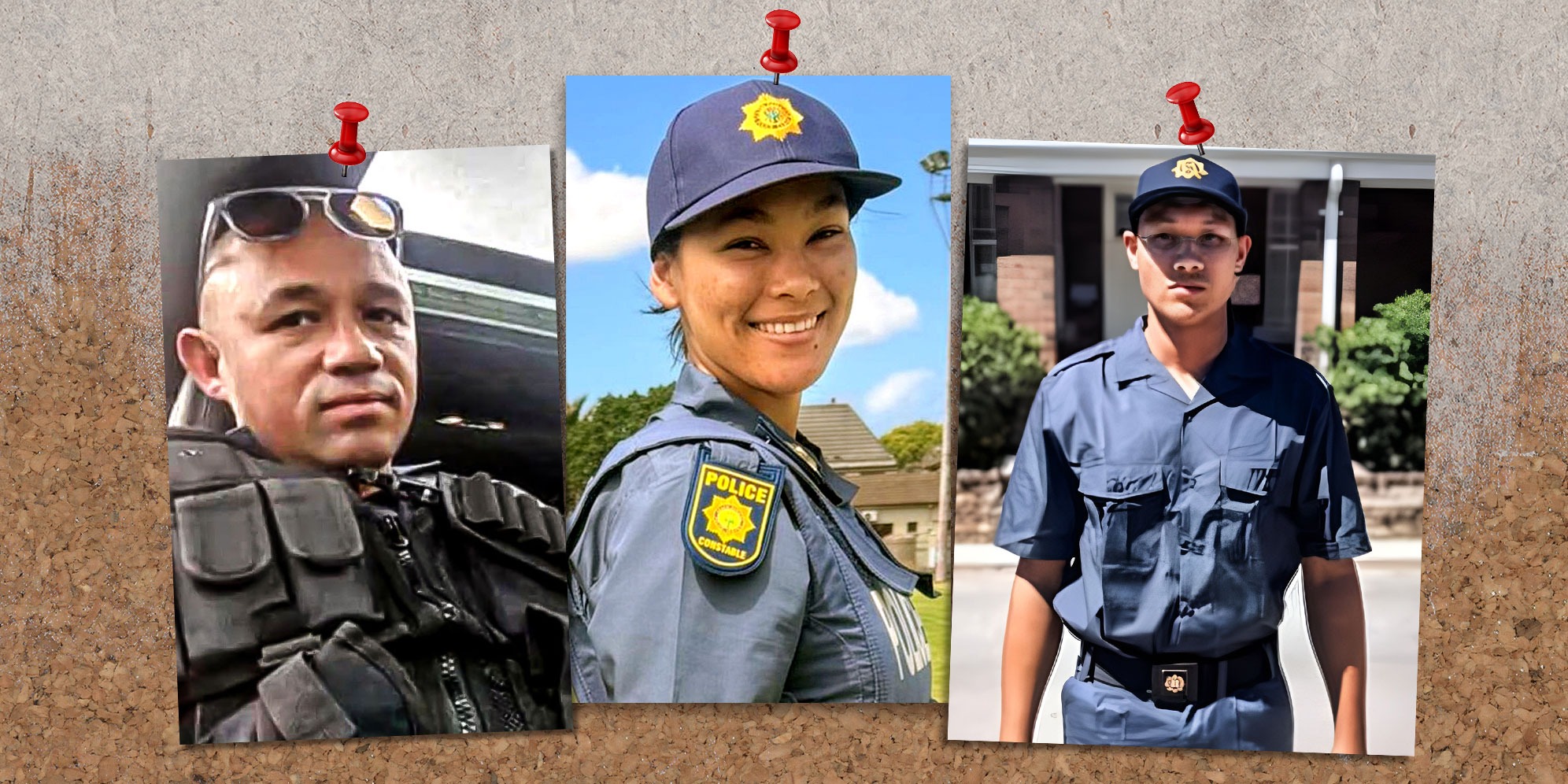 From left, Riaan van Heerden, Stach Jantjies and Cerwynn Williams. (Photos: Supplied. Composite by Daniella Lee Ming Yesca)