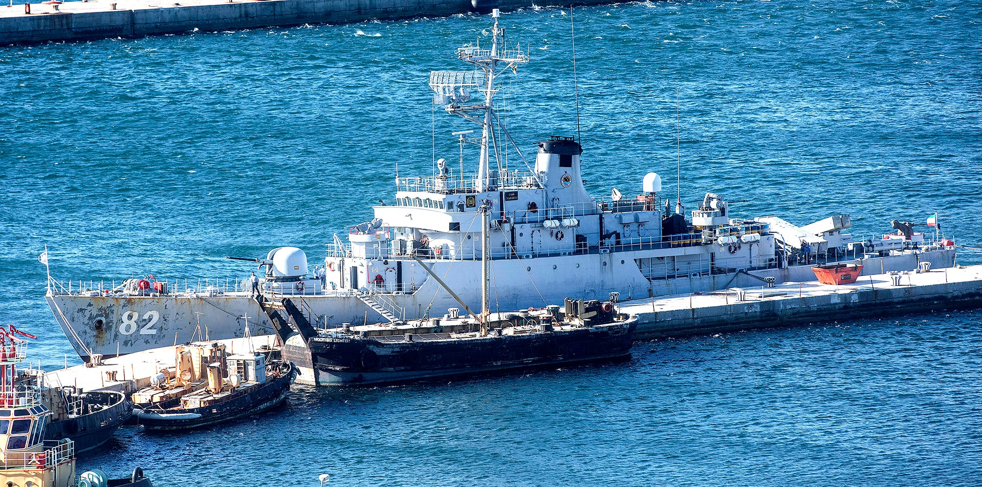 The  Iranian corvette IRIS Naghdi in Simon’s Town harbour ahead of the exercise Will For Peace 2026. (Photo: Brenton Geach)