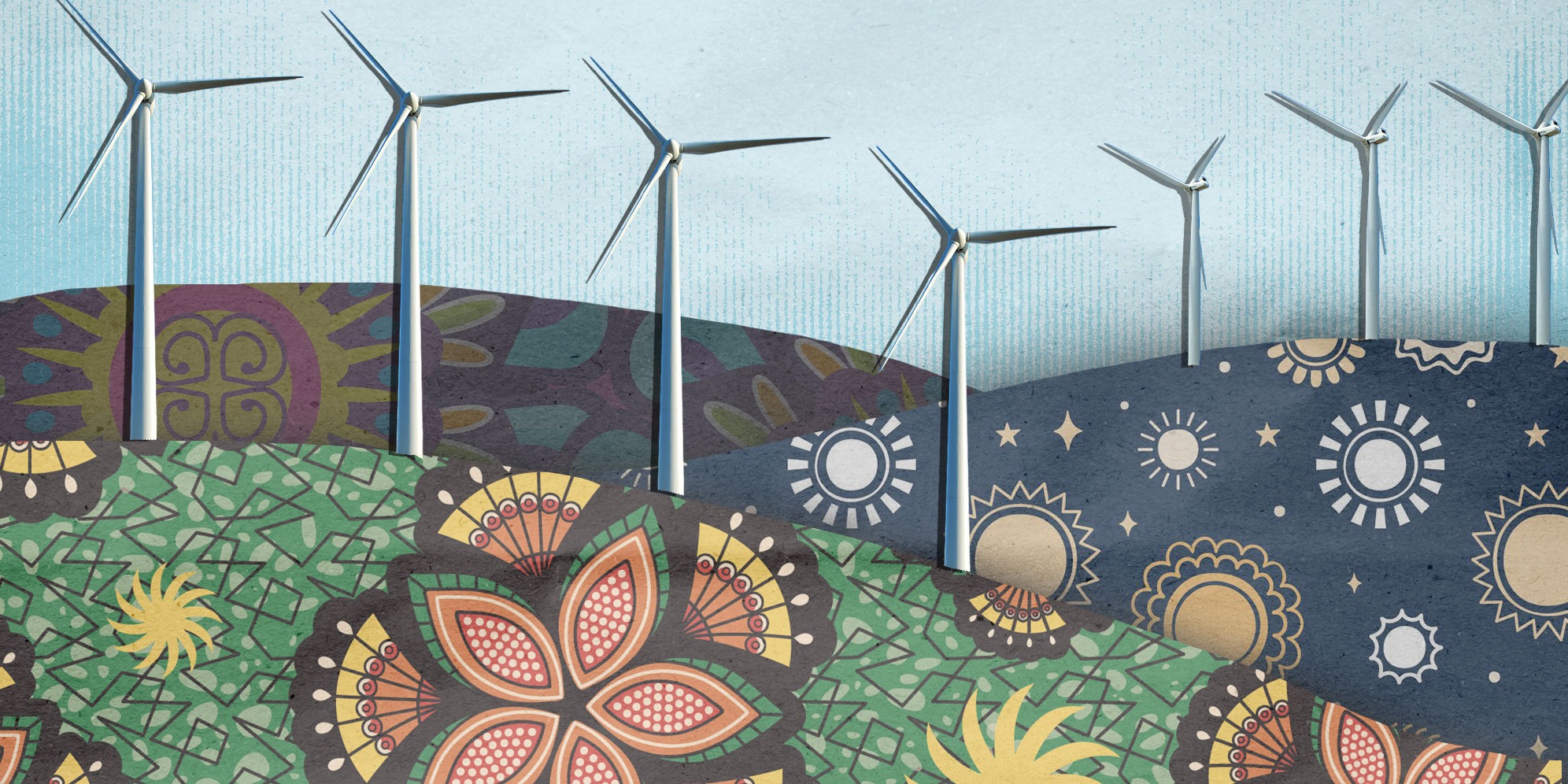 Illustrative Image: Shweshwe fabric. (Image: Freepik) | Windmill. (Image: Istock) | (By Daniella Lee Ming Yesca) 