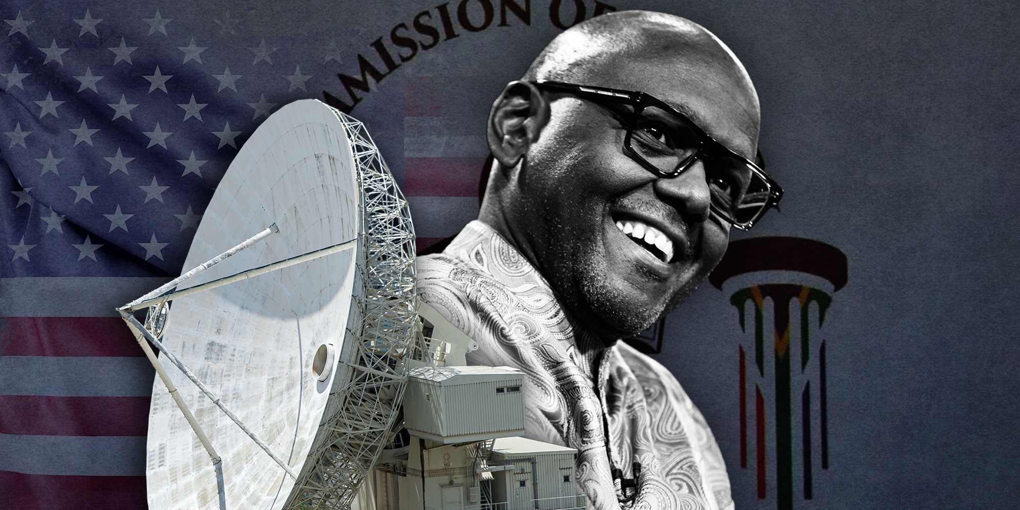 Illustrative Image: Satellite (Photo: Gallo Images / Robert Hradil) | President Cyril Ramaphosa's spokesperson, Vincent Magwenya. (Photo: Per-Anders Pettersson / Getty Images) | US Flag (Image: Freepik) | Commission of Inquiry Logo (Image: Wikicommons) | (By Daniella Lee Ming Yesca) 